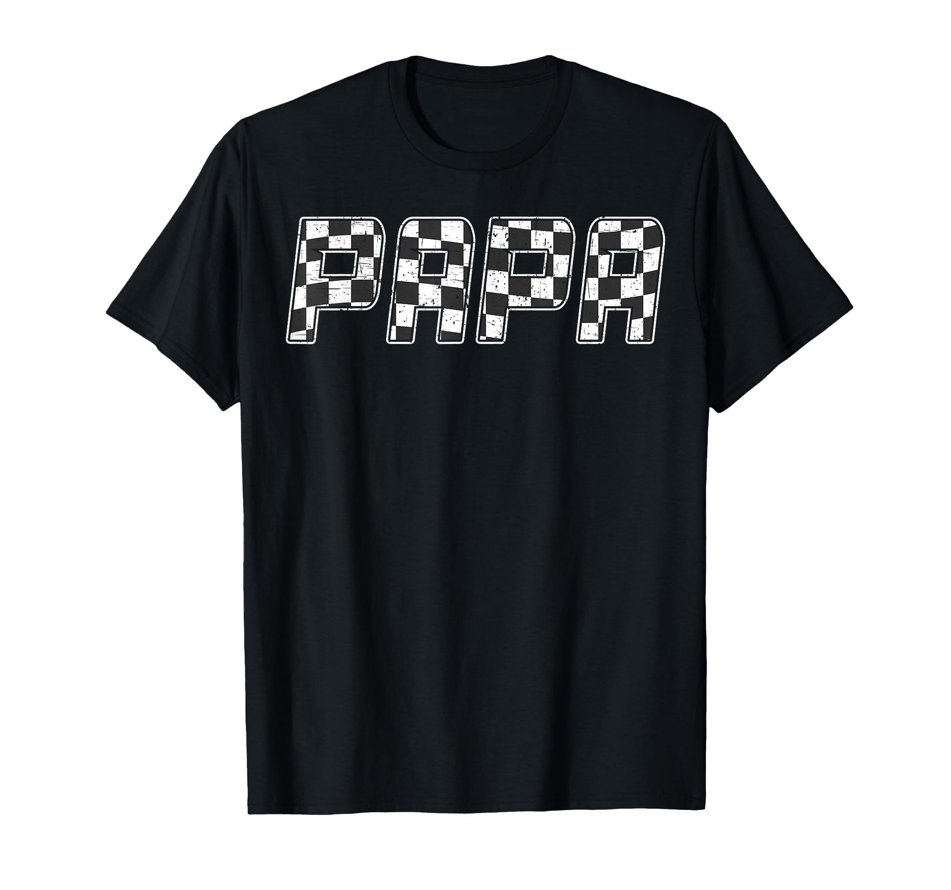 Papa Racing Race Car Papa Checkered T-Shirt - Minimalist Print for Adults - T-Shirt, Sweatshirt, Hoodie