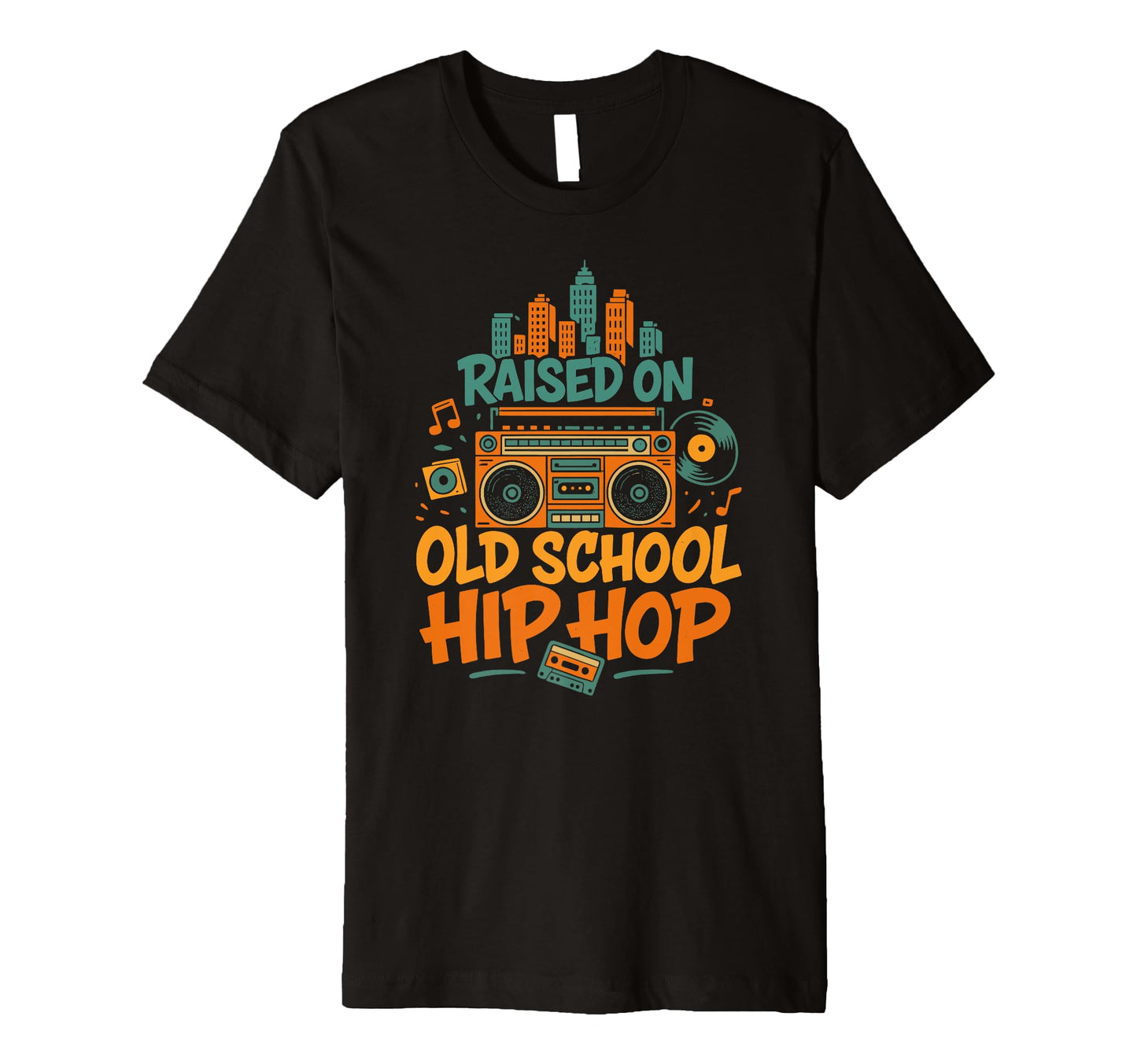 Raised Old School Hip Hop Boombox T-Shirt - Trendy Graphic Men Women - T-Shirt, Sweatshirt, Hoodie