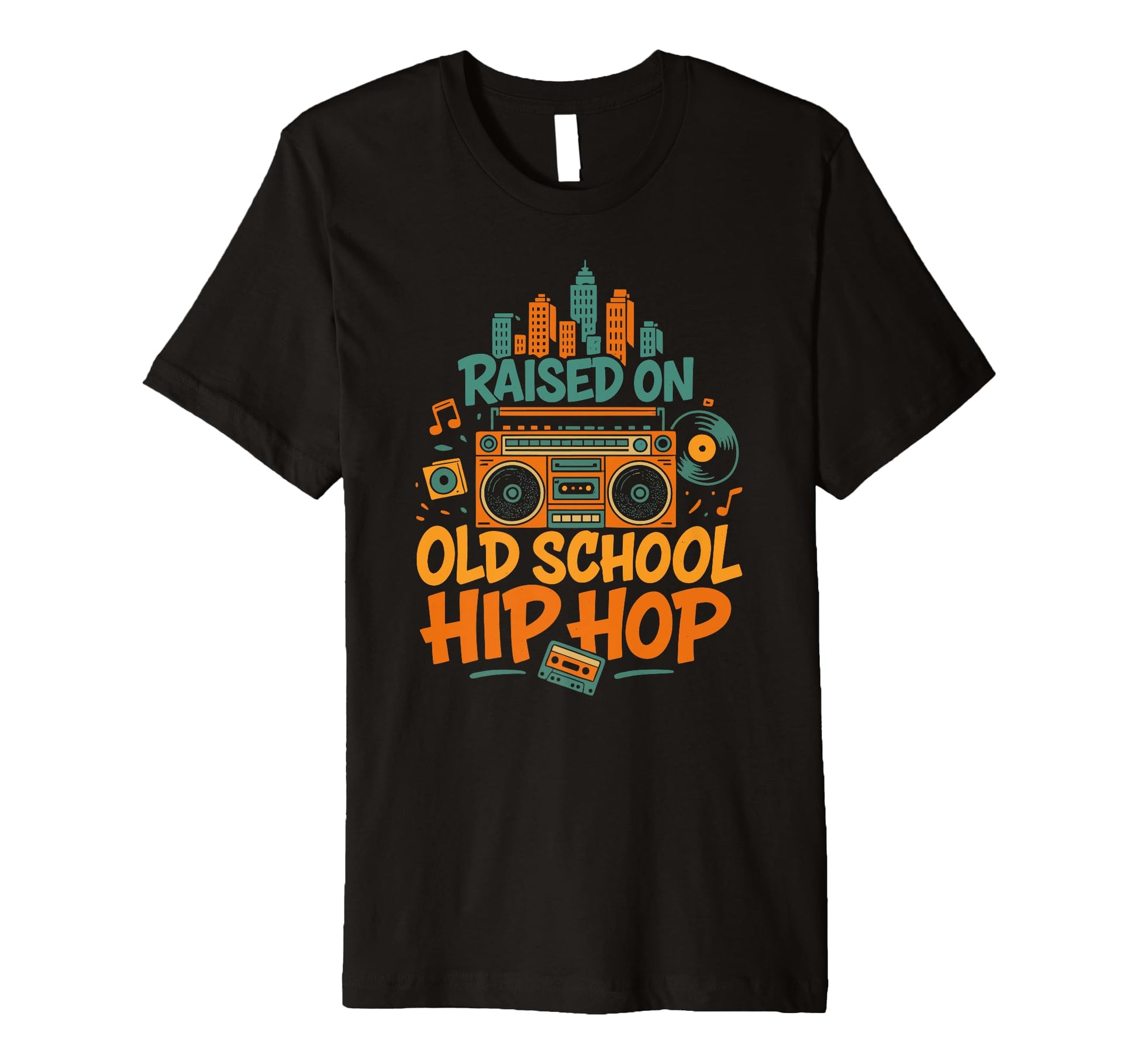 Raised Old School Hip Hop Boombox T-Shirt - Trendy Graphic Men Women - T-Shirt, Sweatshirt, Hoodie