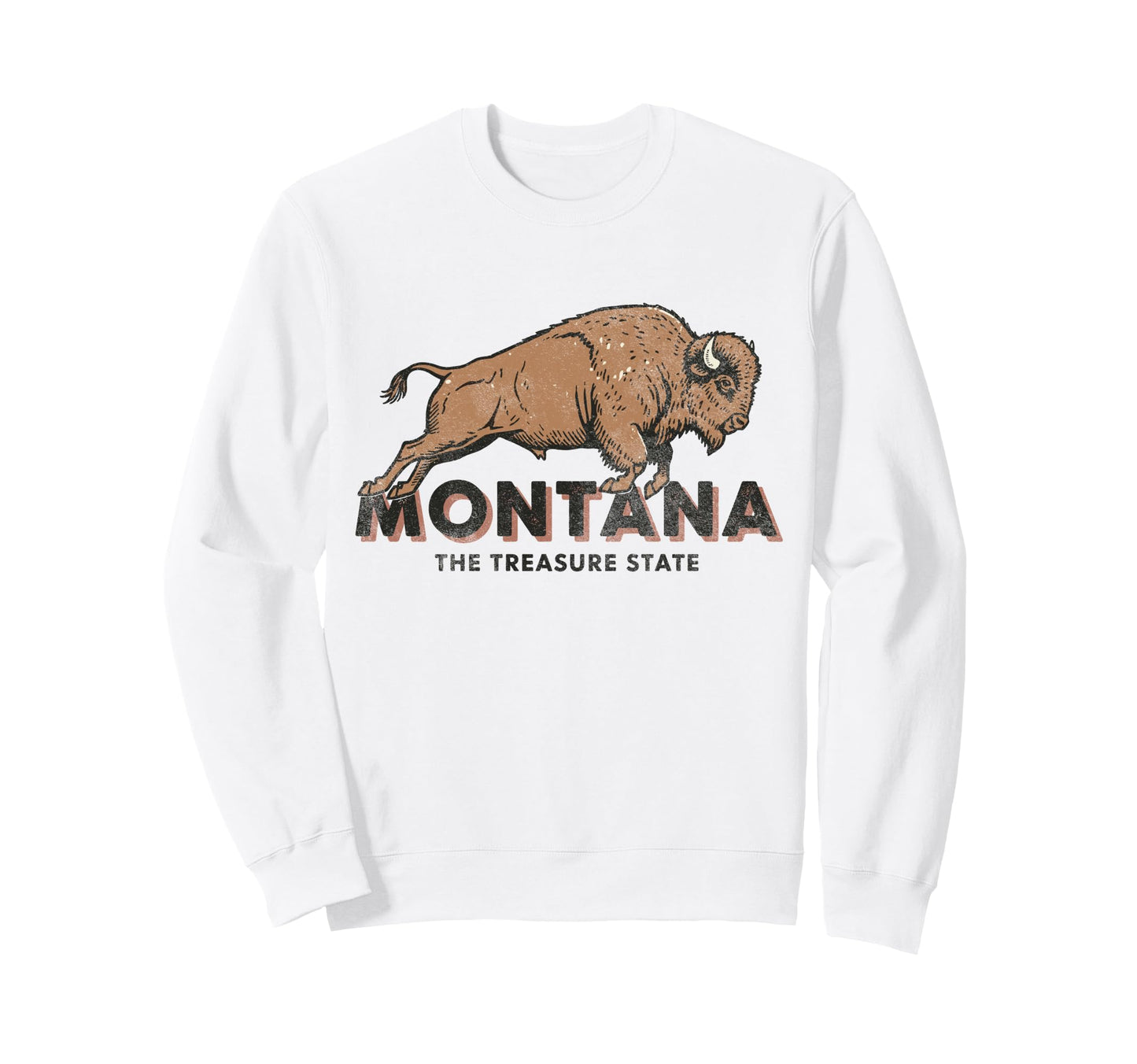 Montana Buffalo Distressed Western Sweatshirt - Novelty Apparel Unisex - T-Shirt, Sweatshirt, Hoodie