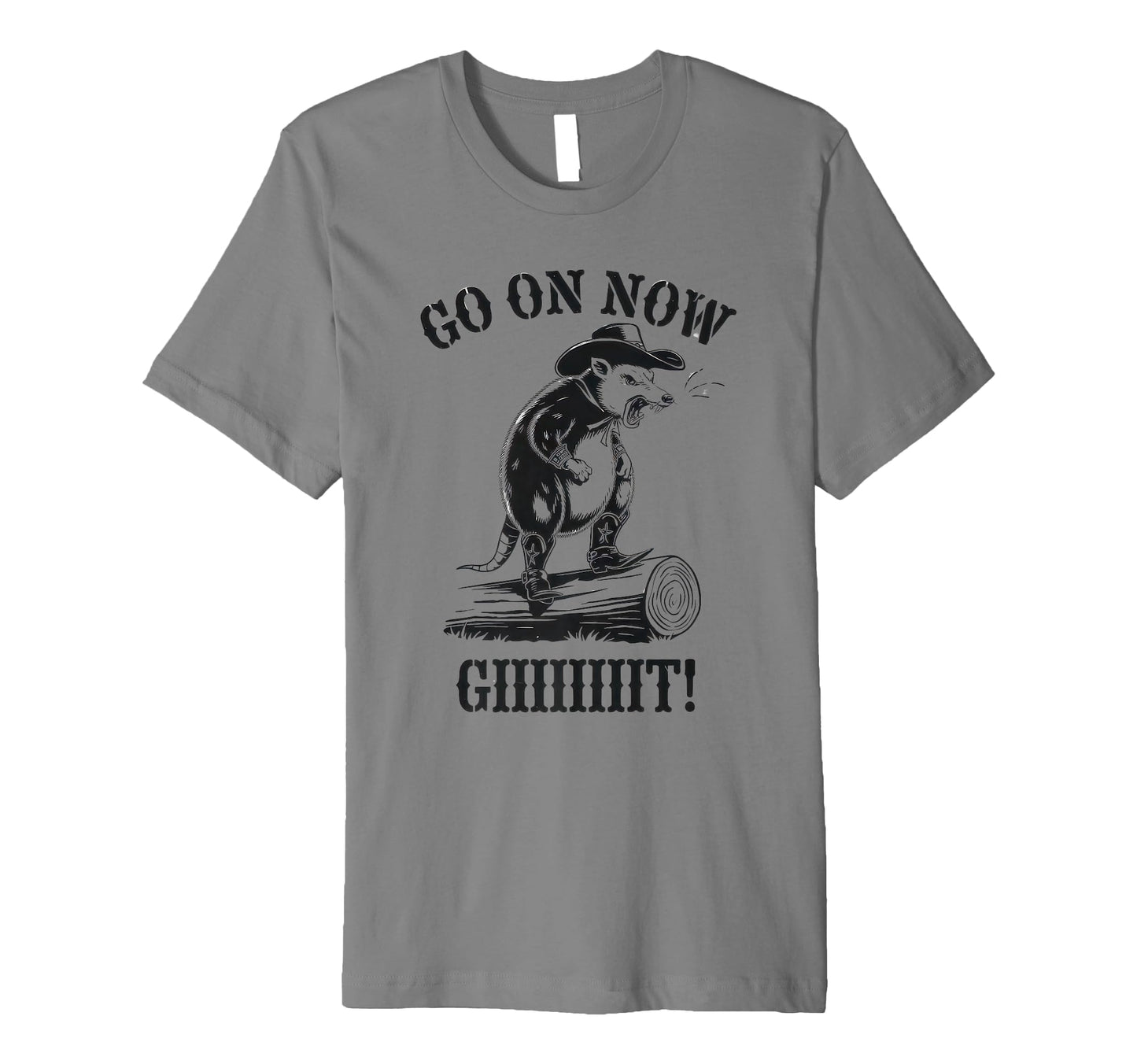 Go Now Git Cowboy Opossum Country T-Shirt - Fun Novelty Design for Adults - T-Shirt, Sweatshirt, Hoodie