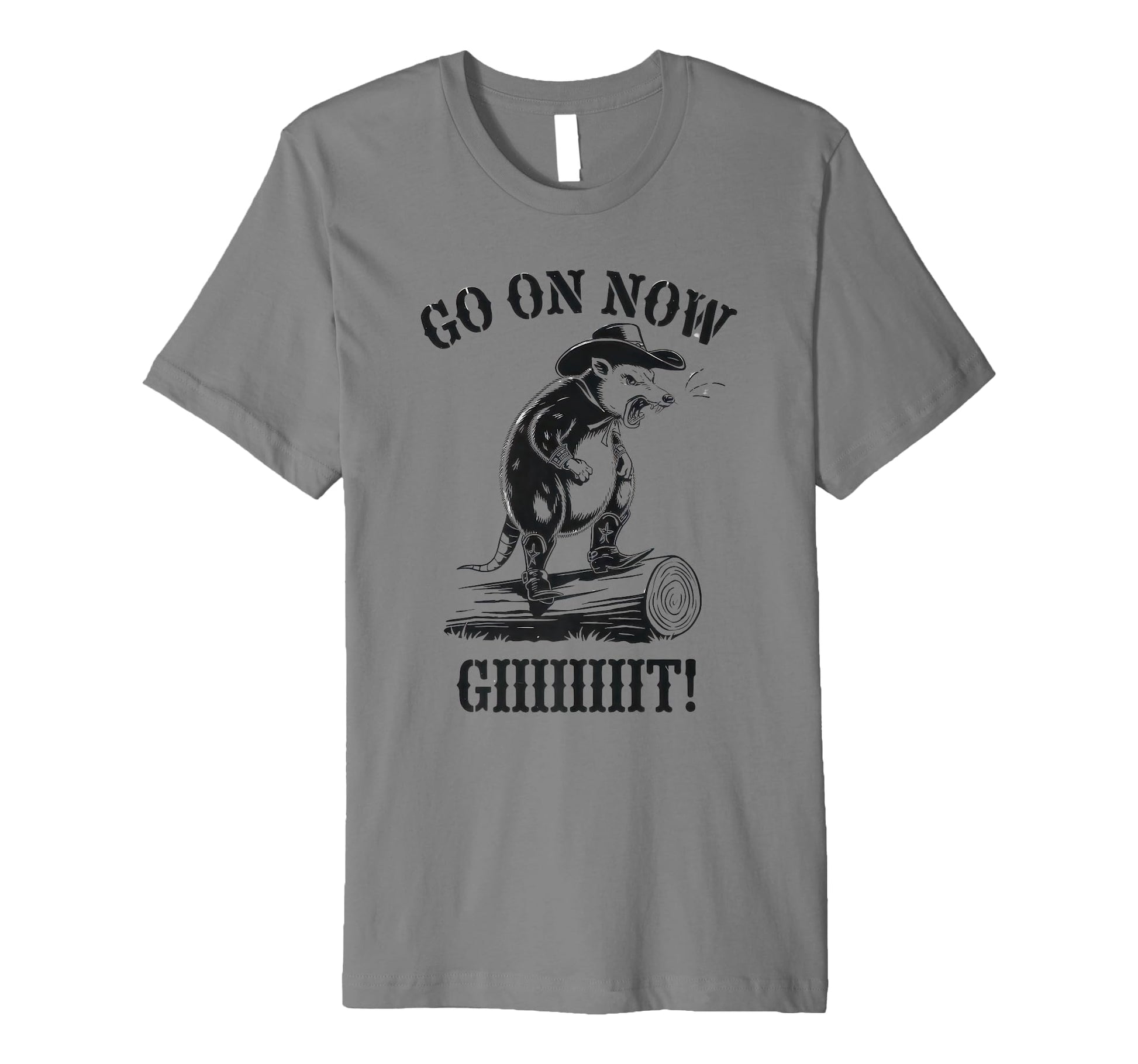 Go Now Git Cowboy Opossum Country T-Shirt - Fun Novelty Design for Adults - T-Shirt, Sweatshirt, Hoodie