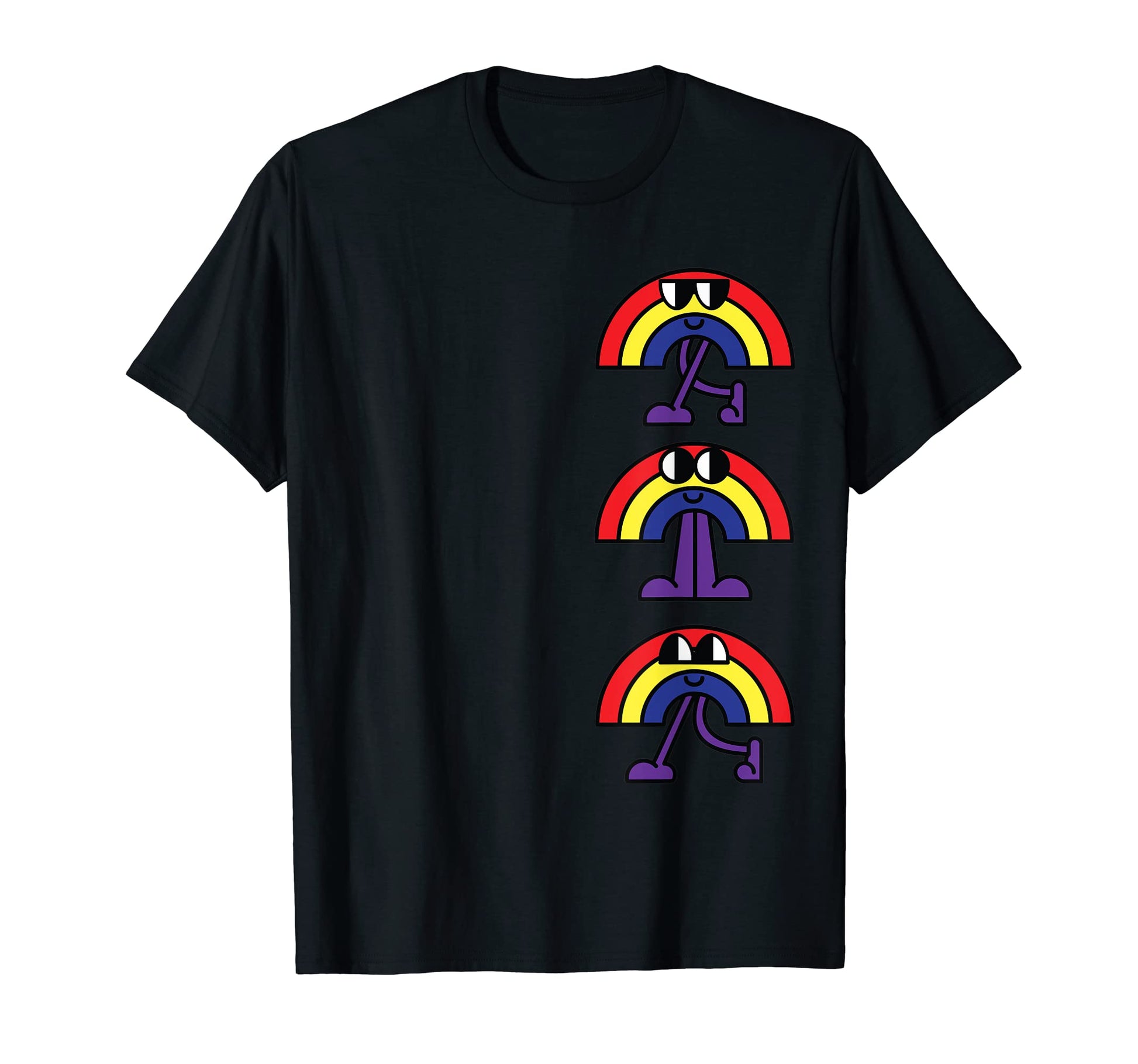 Lgbtq Walking Rainbows Faces Cartoon T-Shirt - Graphic Print for Adults - T-Shirt, Sweatshirt, Hoodie
