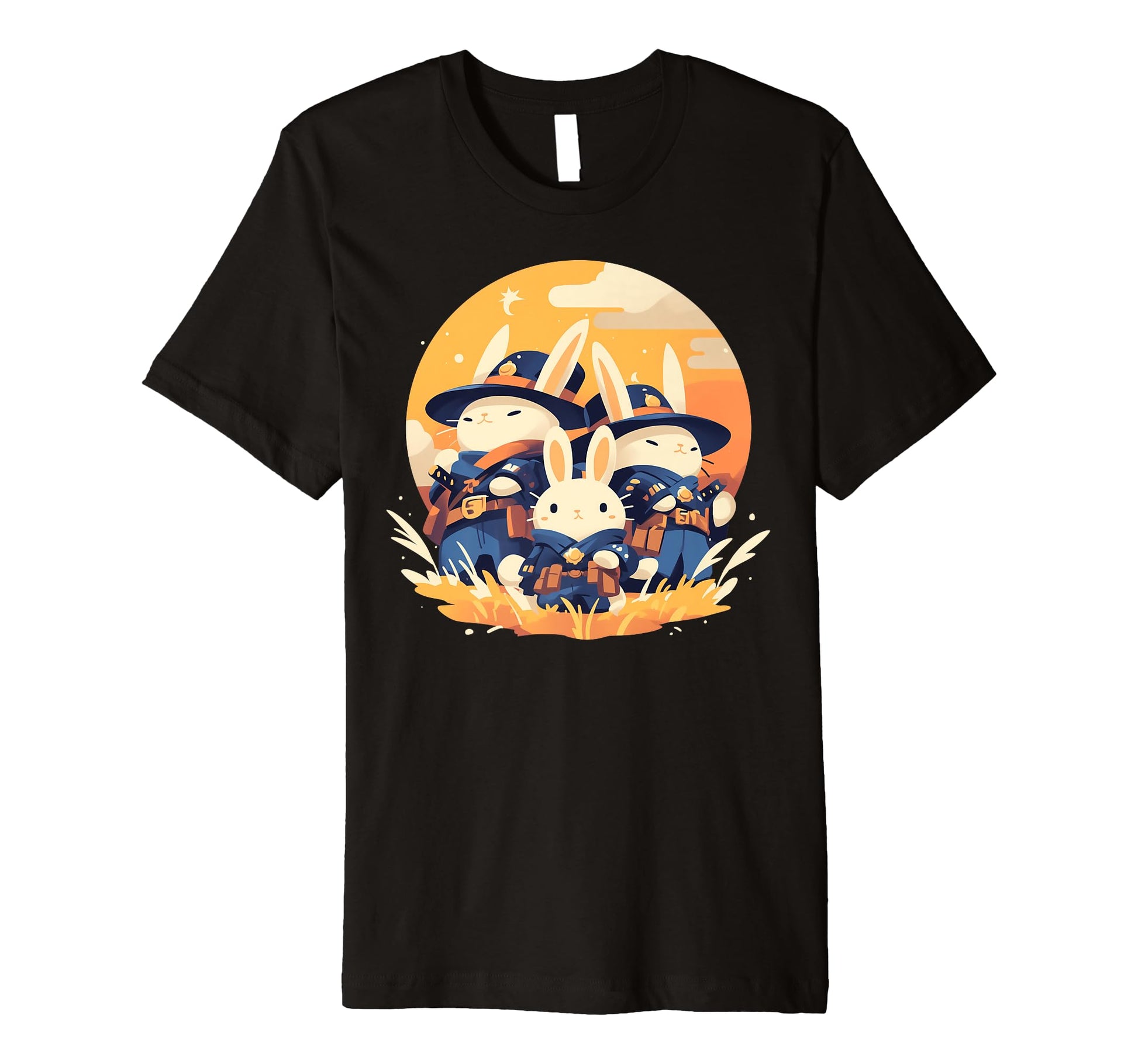 Rabbit Howling Moon Cowboy Funny T-Shirt - Streetwear Style for Adults - T-Shirt, Sweatshirt, Hoodie