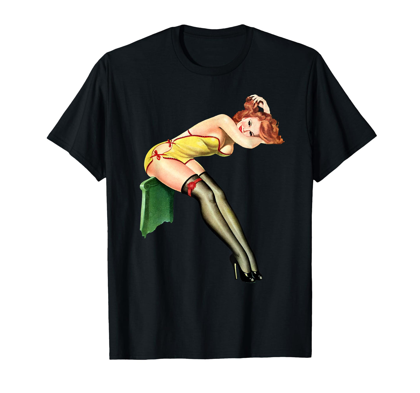 Pin Up Hot Lingerie And Heels Pinup T-Shirt - Trendy Graphic Men Women - T-Shirt, Sweatshirt, Hoodie