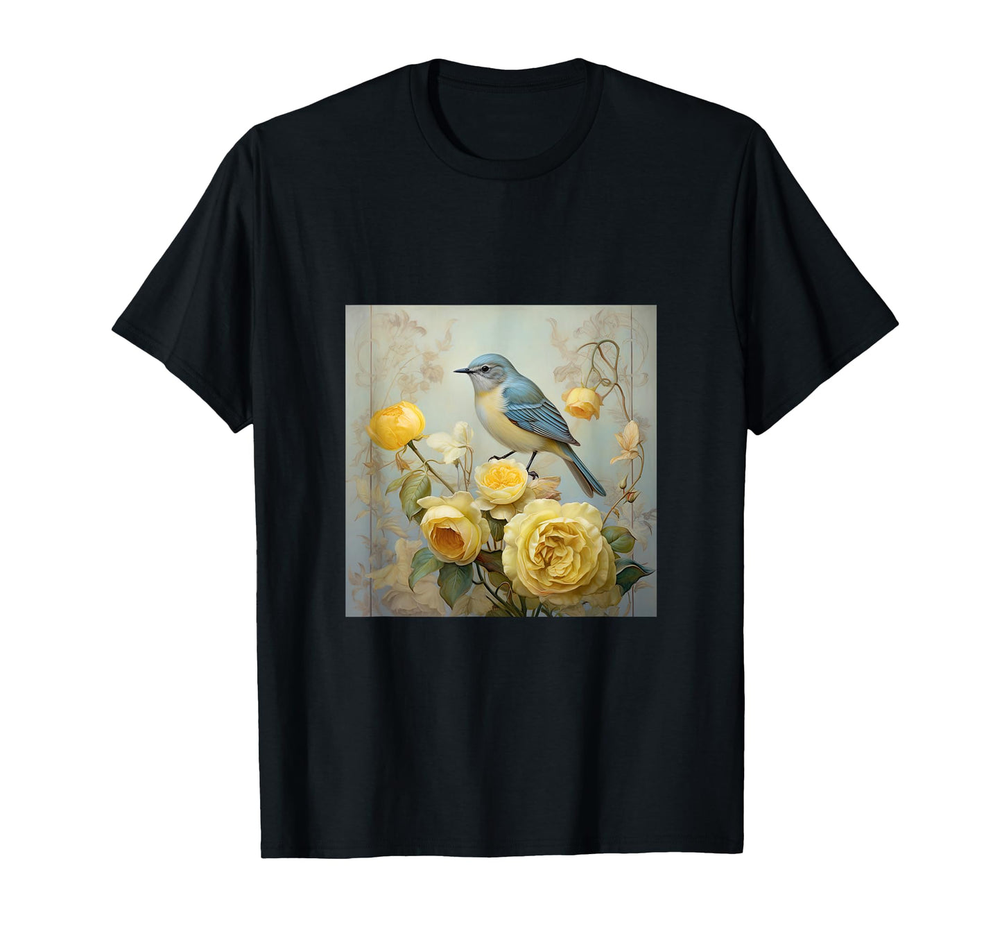 Shabby Chick Bird Flowers T-Shirt - Fun Novelty Design for Adults - T-Shirt, Sweatshirt, Hoodie