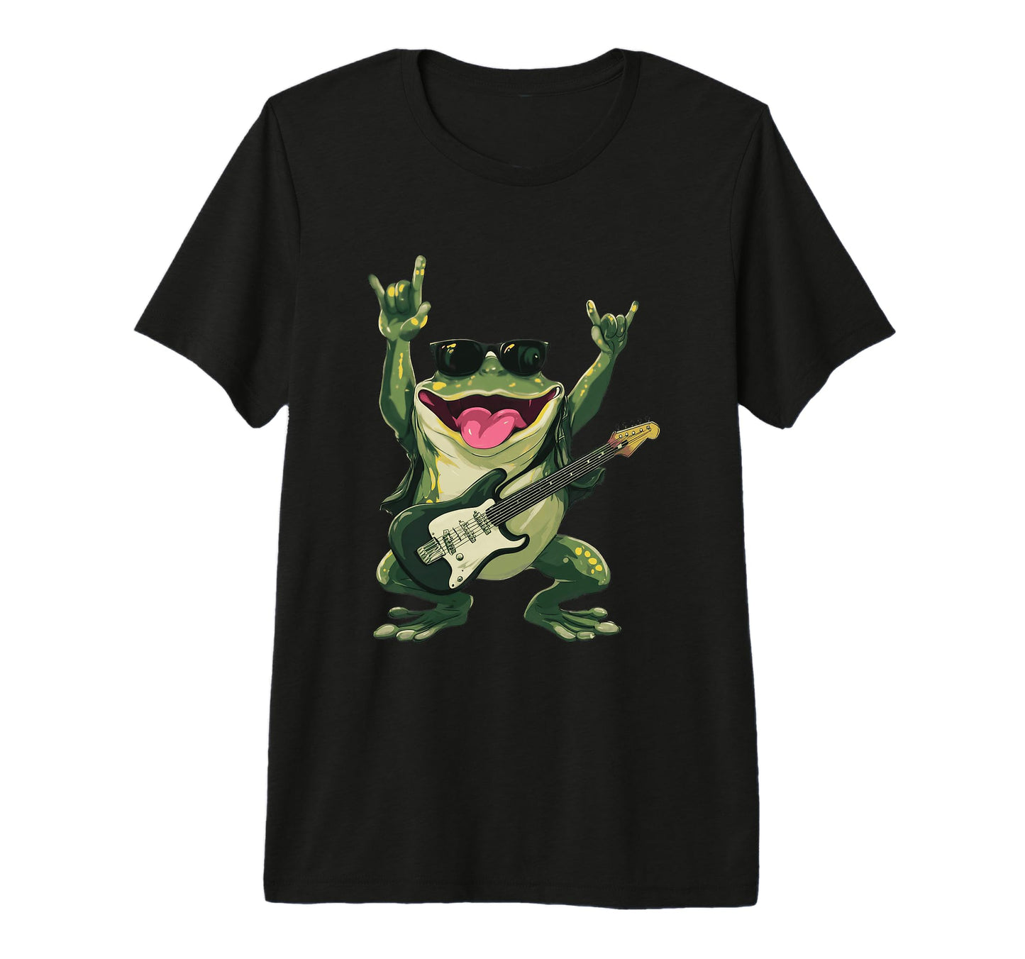 Funny Rock Frog Guitar Player T-Shirt - Fun Novelty Design Men Women - T-Shirt, Sweatshirt, Hoodie