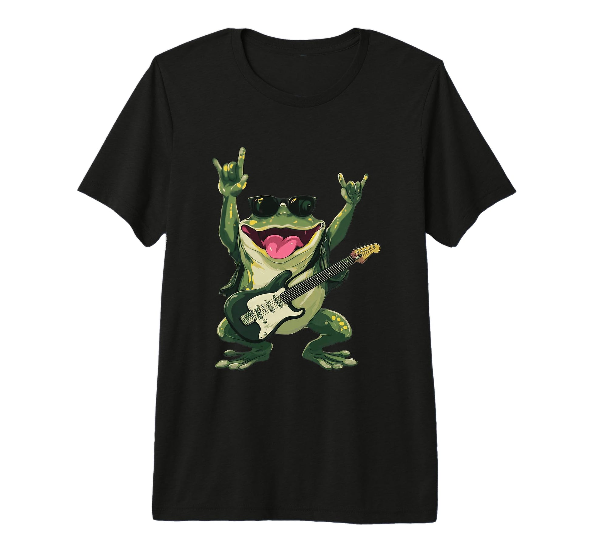 Funny Rock Frog Guitar Player T-Shirt - Fun Novelty Design Men Women - T-Shirt, Sweatshirt, Hoodie