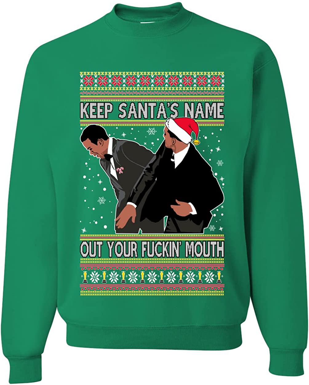 Will Chris Slap Award Show Meme Keep Santa’s Name Out Your Mouth Ugly Christmas Sweater - Holiday Gift product image 2