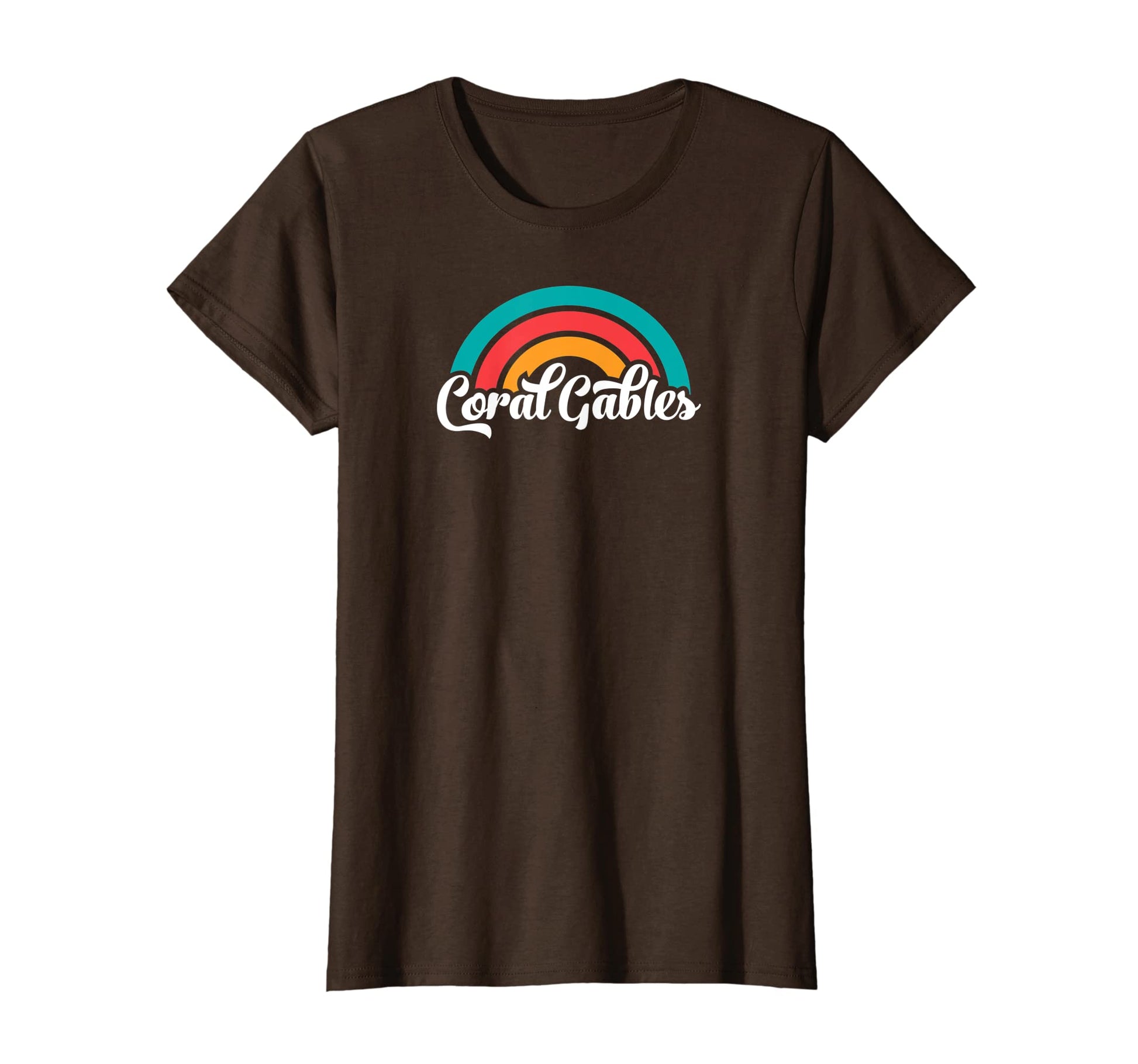 Womens Coral Gables Fl Script Rainbow T-Shirt - Minimalist Print Men Women - T-Shirt, Sweatshirt, Hoodie