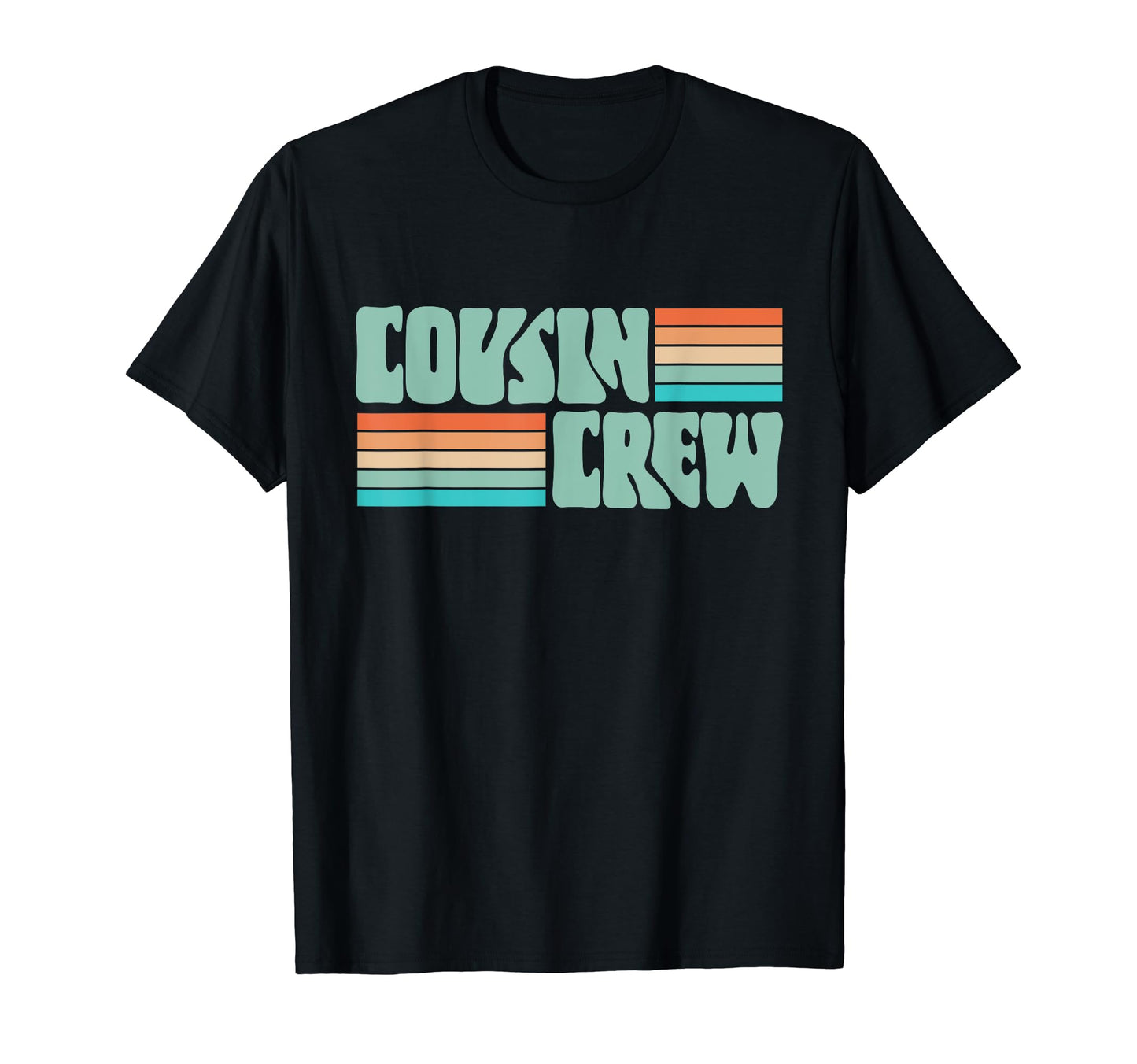 Groovy Rainbow Striped Cousin Crew T-Shirt - Minimalist Print for Adults - T-Shirt, Sweatshirt, Hoodie