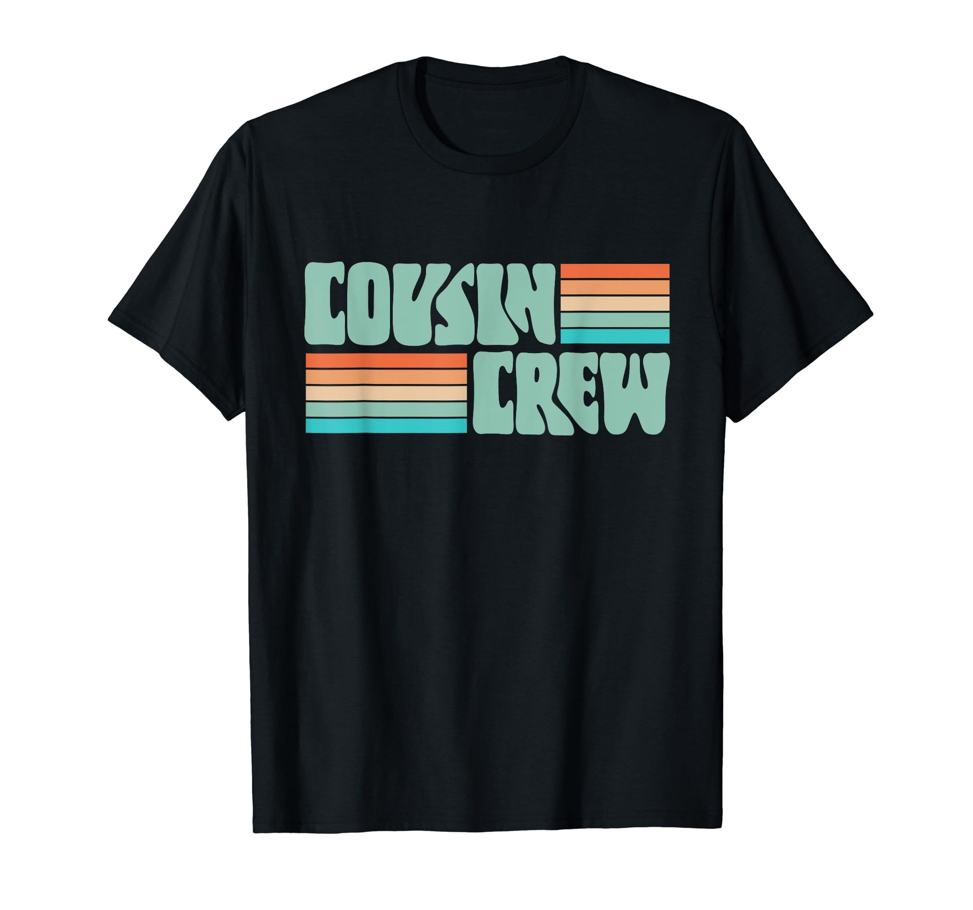 Groovy Rainbow Striped Cousin Crew T-Shirt - Minimalist Print for Adults - T-Shirt, Sweatshirt, Hoodie