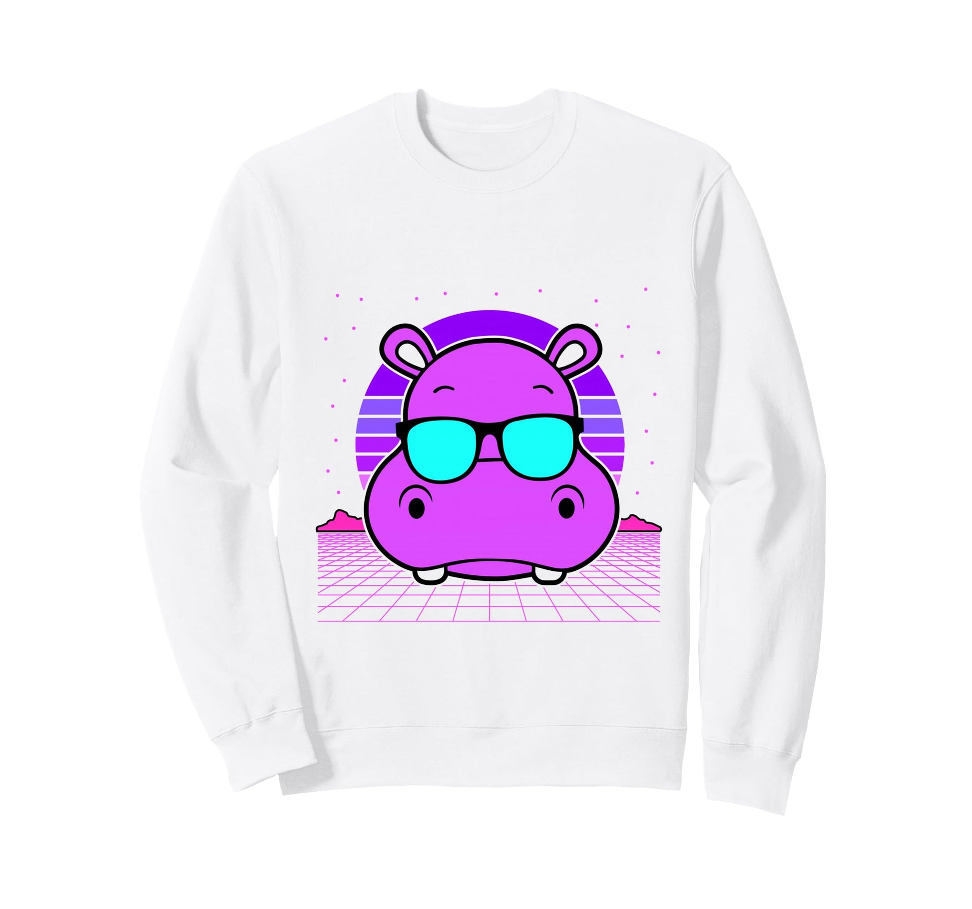Aesthetic Vaporwave Outfits Hippo Sweatshirt - Unique Graphic for Adults - T-Shirt, Sweatshirt, Hoodie