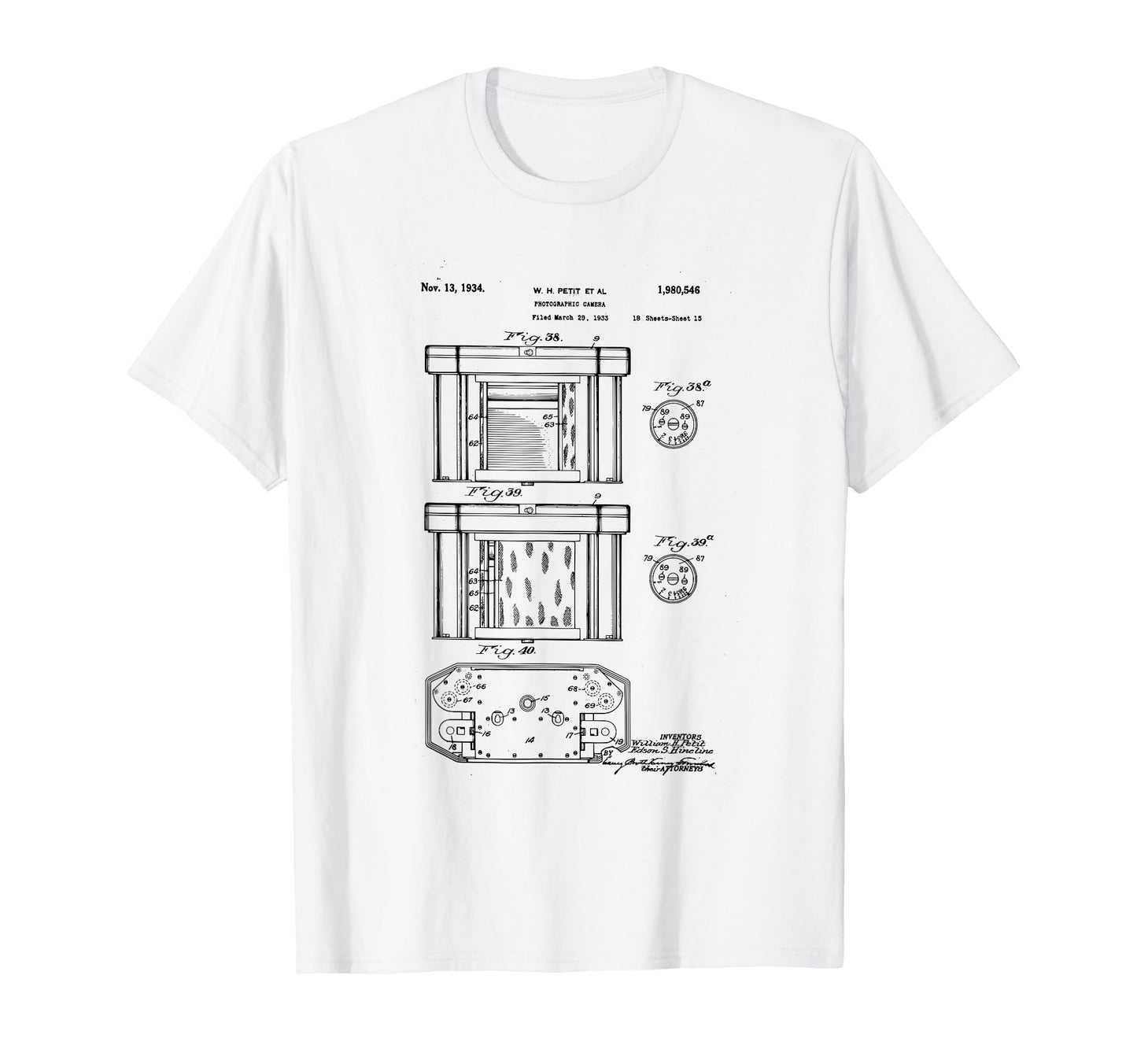 Camera Photographic Patent 1934 T-Shirt - Minimalist Print for Adults - T-Shirt, Sweatshirt, Hoodie