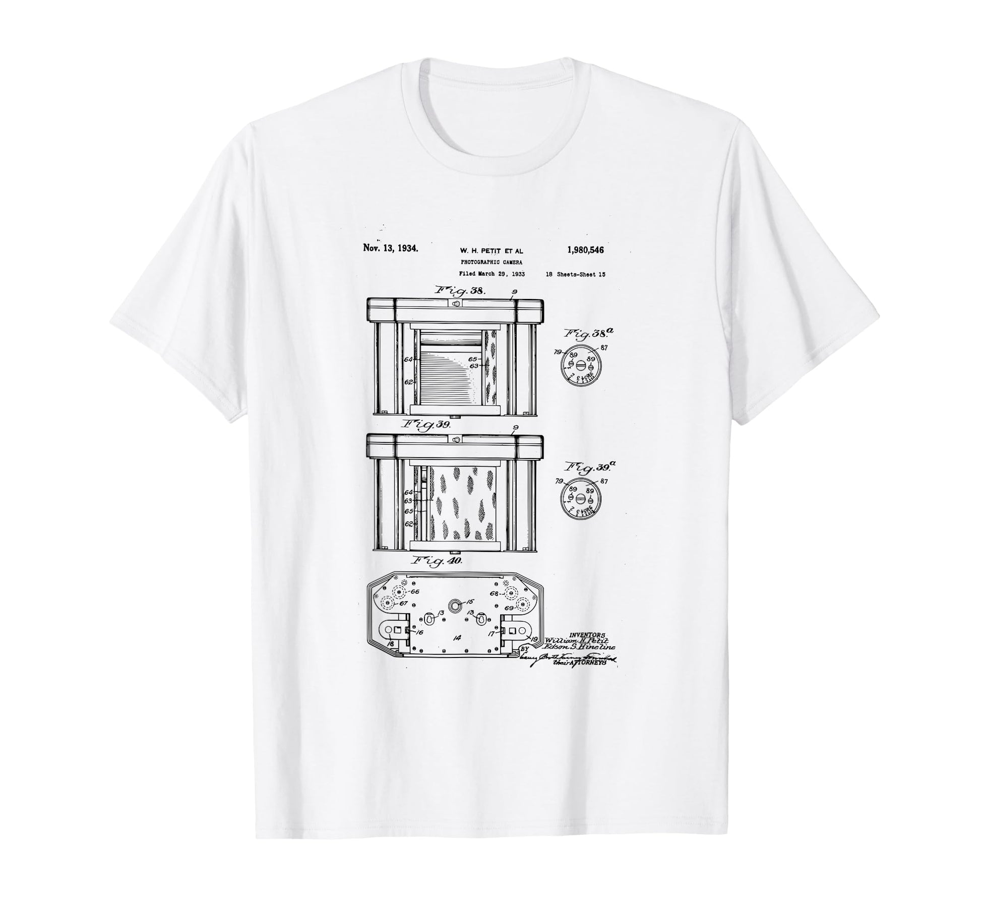 Camera Photographic Patent 1934 T-Shirt - Minimalist Print for Adults - T-Shirt, Sweatshirt, Hoodie