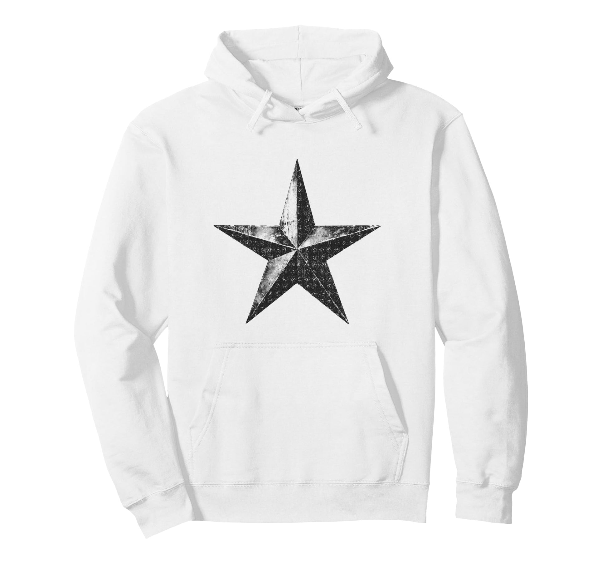 Grunge Star Distressed Gray Hoodie - Minimalist Print Men Women - T-Shirt, Sweatshirt, Hoodie