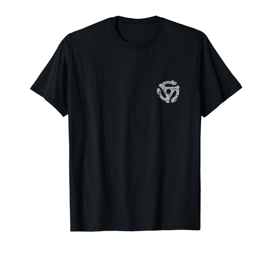 45 Rpm Record Adapter Gray Left T-Shirt - Unique Graphic Men Women - T-Shirt, Sweatshirt, Hoodie