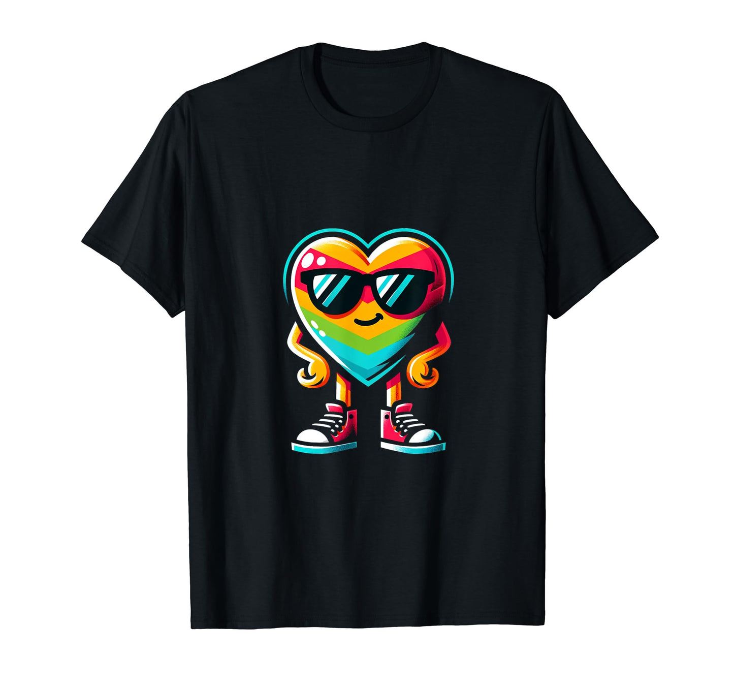 Valentines Day Rainbow Heartbeat T-Shirt - Casual Everyday Wear Men Women - T-Shirt, Sweatshirt, Hoodie