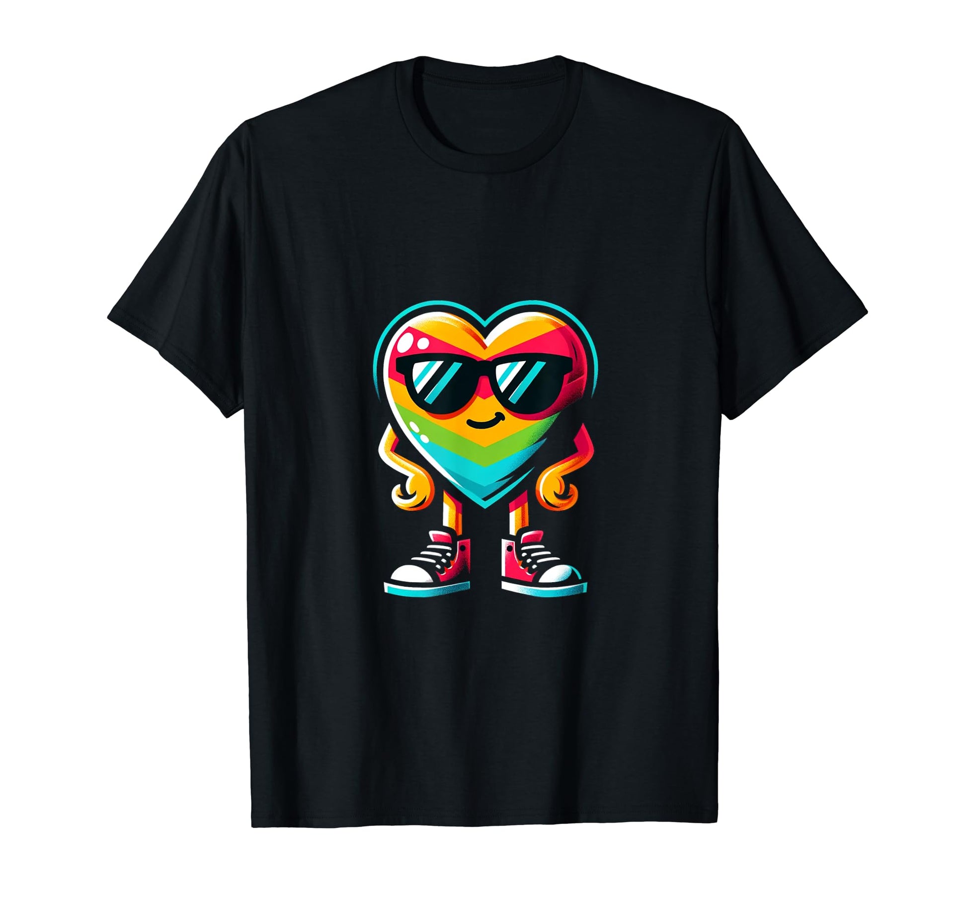 Valentines Day Rainbow Heartbeat T-Shirt - Casual Everyday Wear Men Women - T-Shirt, Sweatshirt, Hoodie