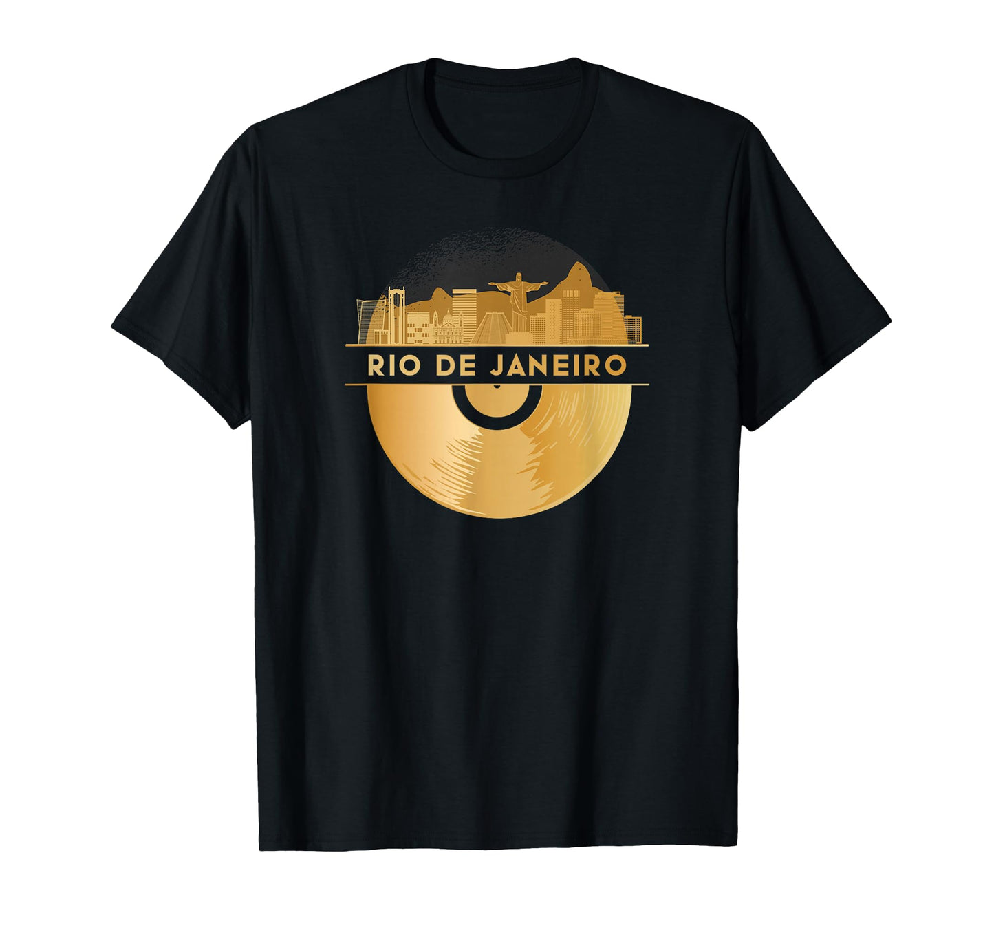 Vinyl Record Player Disco Music Skyline Rio T-Shirt - Graphic Print Unisex - T-Shirt, Sweatshirt, Hoodie