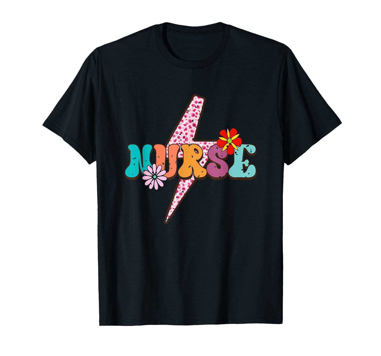 Nurse Colorful Floral Lightning T-Shirt - Custom Art Print Men Women - T-Shirt, Sweatshirt, Hoodie