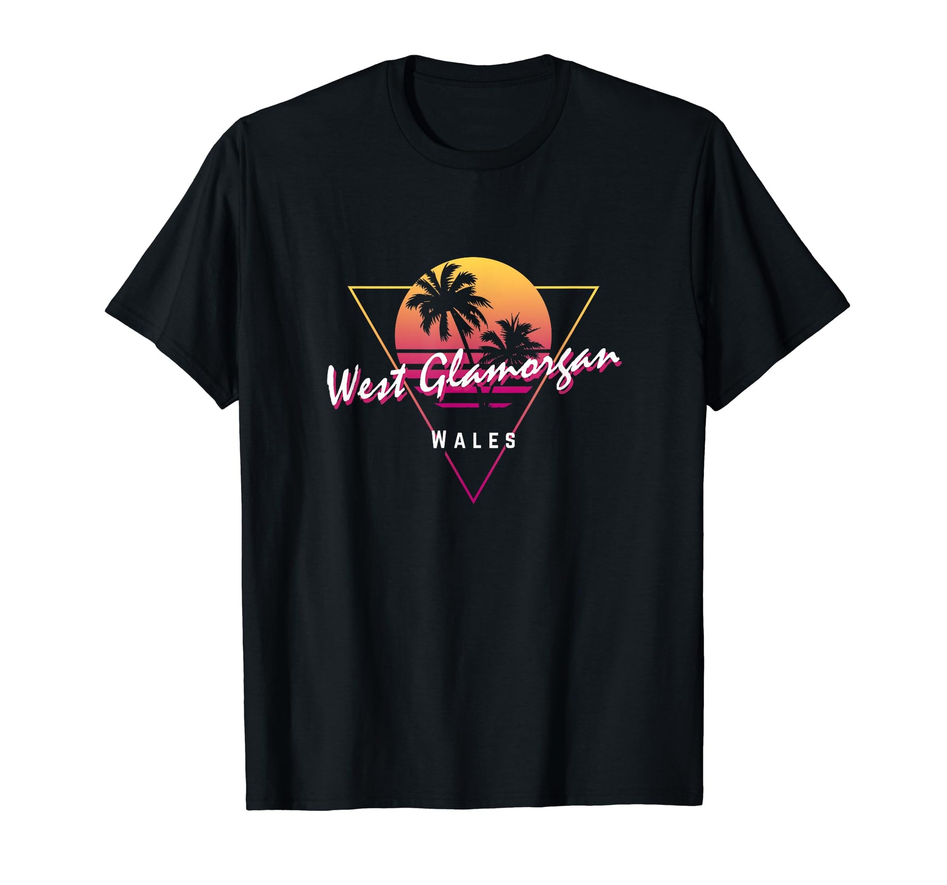 West Glamorgan Wales 80S Funny Sunset T-Shirt - Fun Novelty Design Unisex - T-Shirt, Sweatshirt, Hoodie