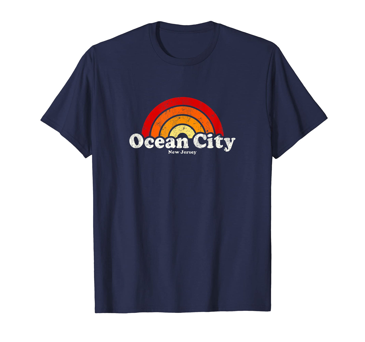 Ocean City New Jersey Nj 70S Rainbow T-Shirt - Custom Art Print Unisex - T-Shirt, Sweatshirt, Hoodie