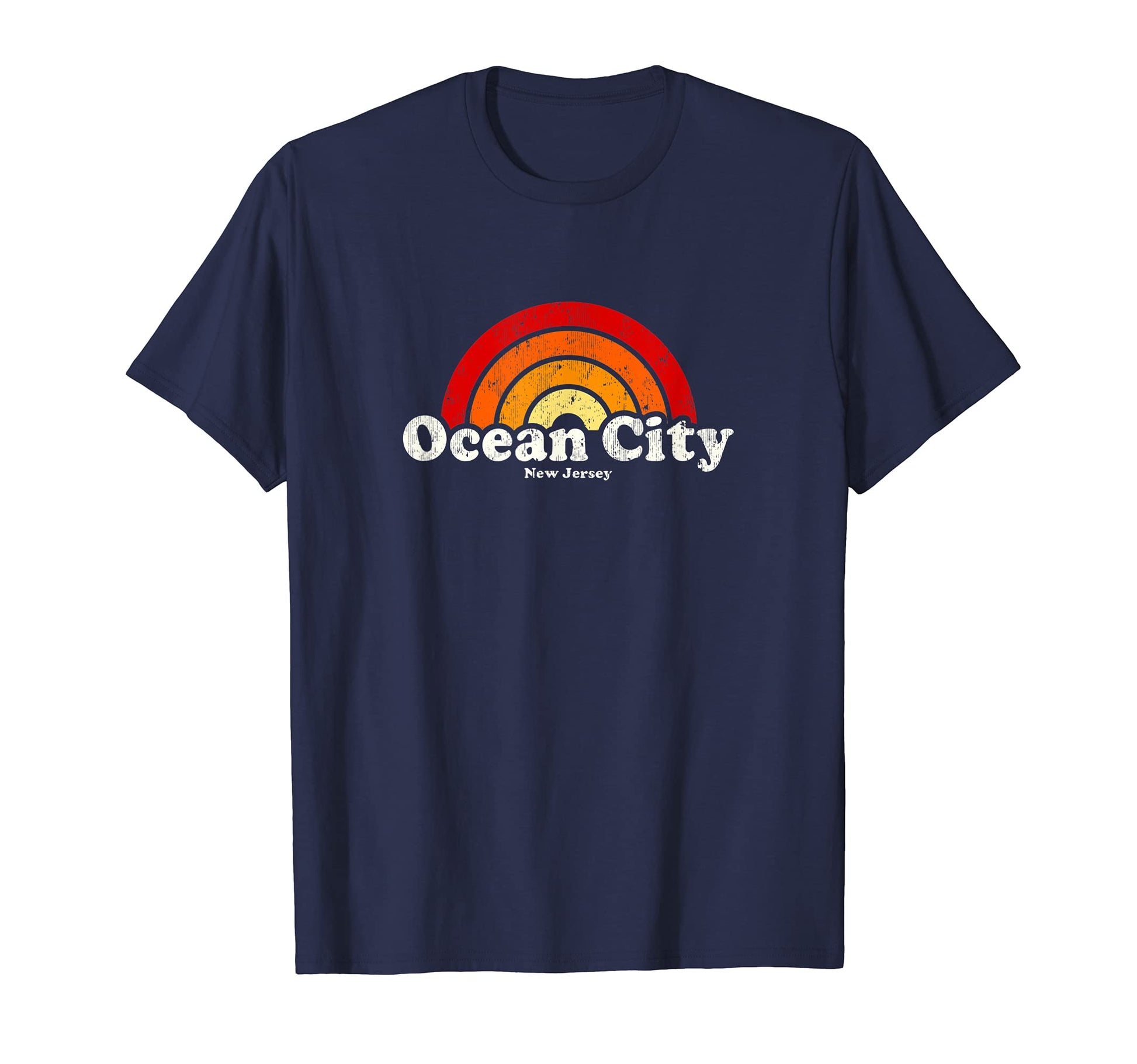 Ocean City New Jersey Nj 70S Rainbow T-Shirt - Custom Art Print Unisex - T-Shirt, Sweatshirt, Hoodie