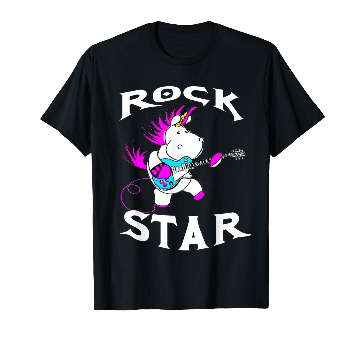 Rock Star Unicorn Funny Guitar Music T-Shirt - Minimalist Print for Adults - T-Shirt, Sweatshirt, Hoodie