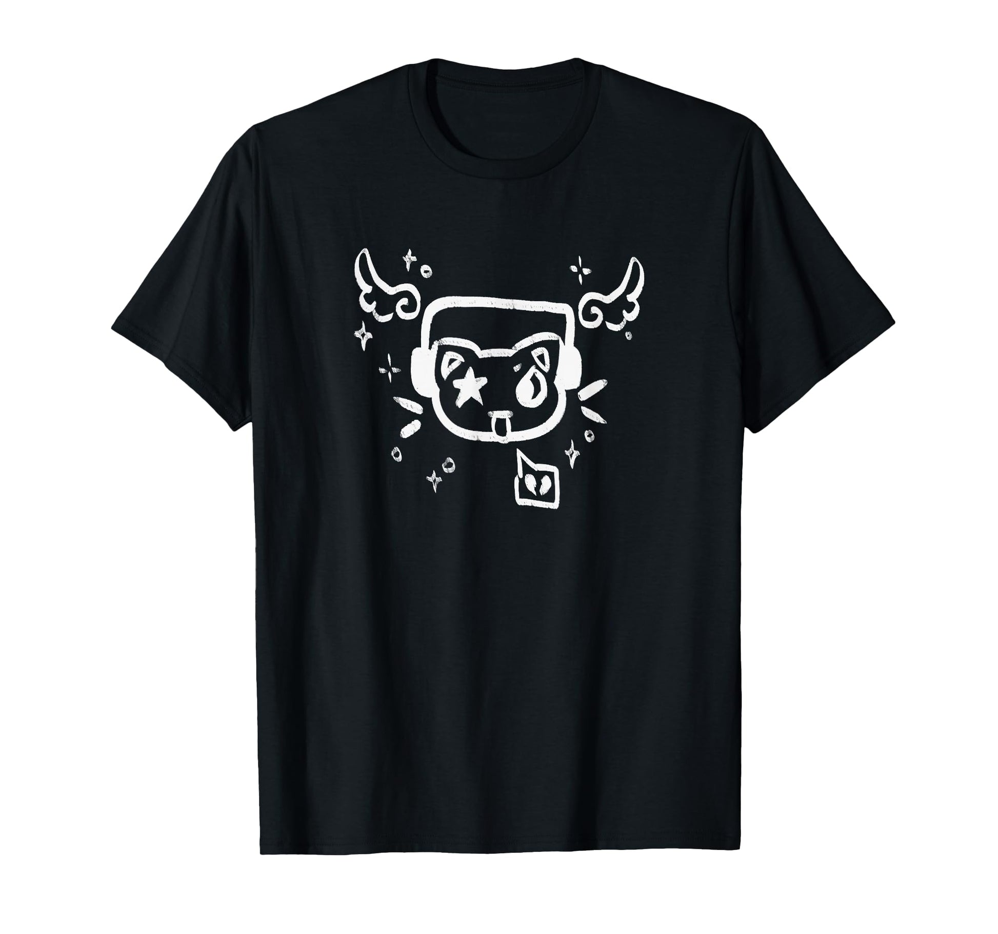 Y2K 90S Cat Headphone Headset T-Shirt - Streetwear Style for Adults - T-Shirt, Sweatshirt, Hoodie