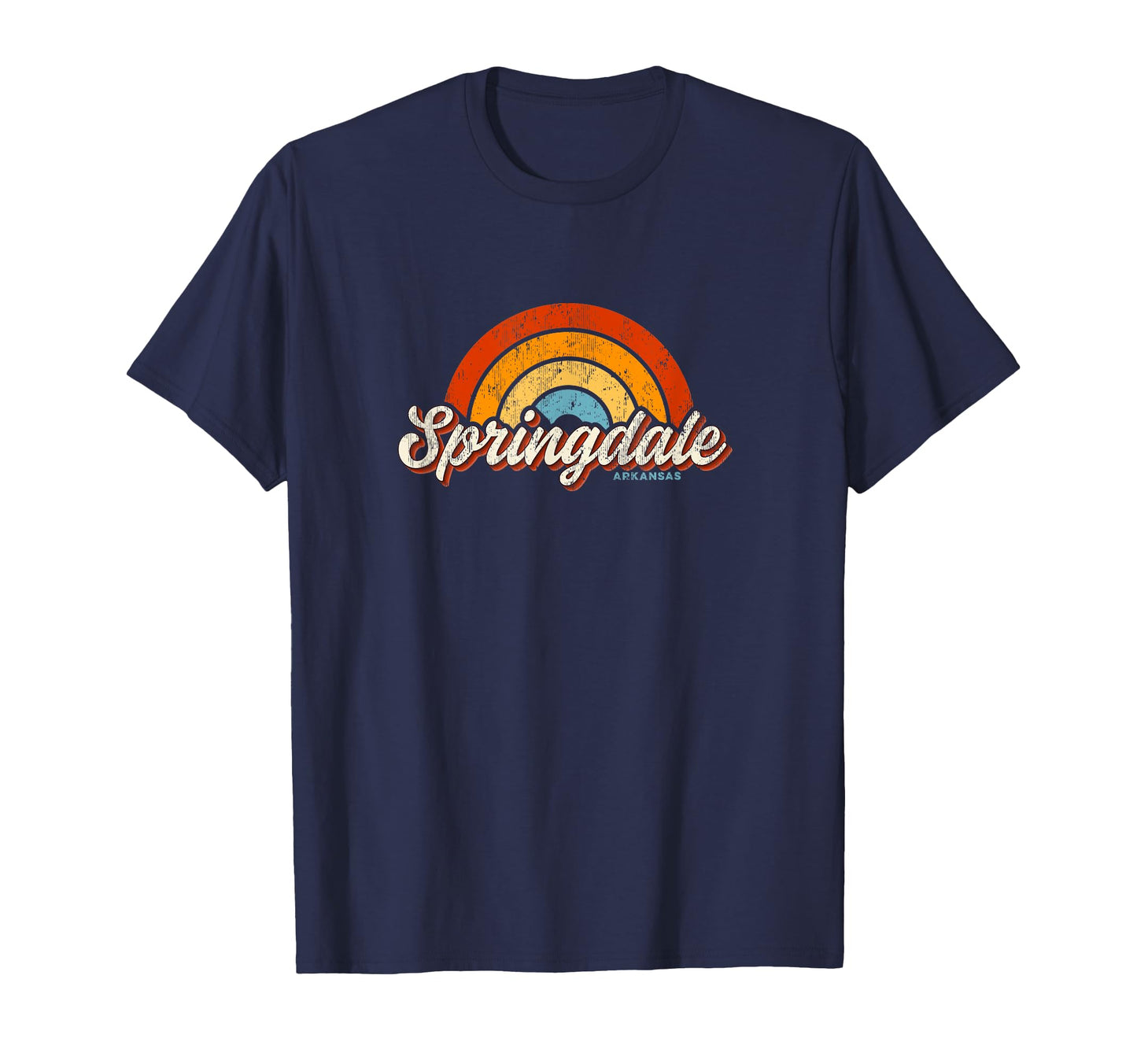 Springdale Arkansas Ar Rainbow 70S T-Shirt - Minimalist Print for Adults - T-Shirt, Sweatshirt, Hoodie