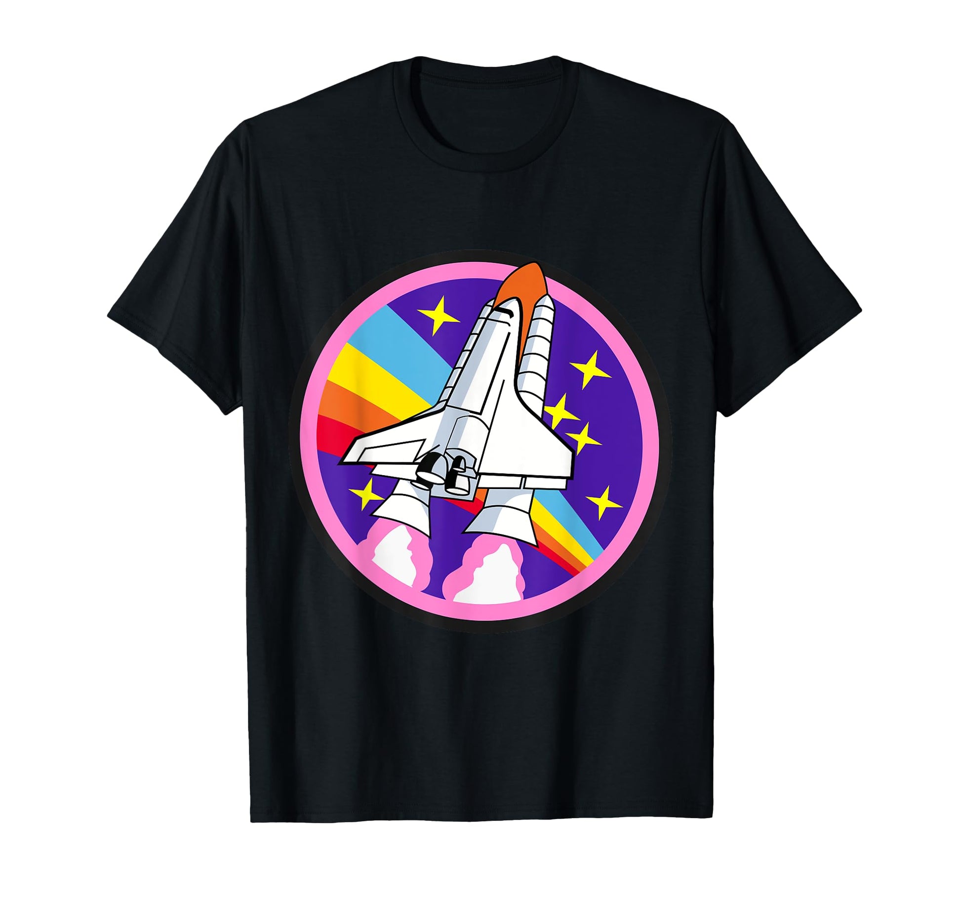Spaceship Rocket Rainbow Stars T-Shirt - Novelty Apparel for Adults - T-Shirt, Sweatshirt, Hoodie