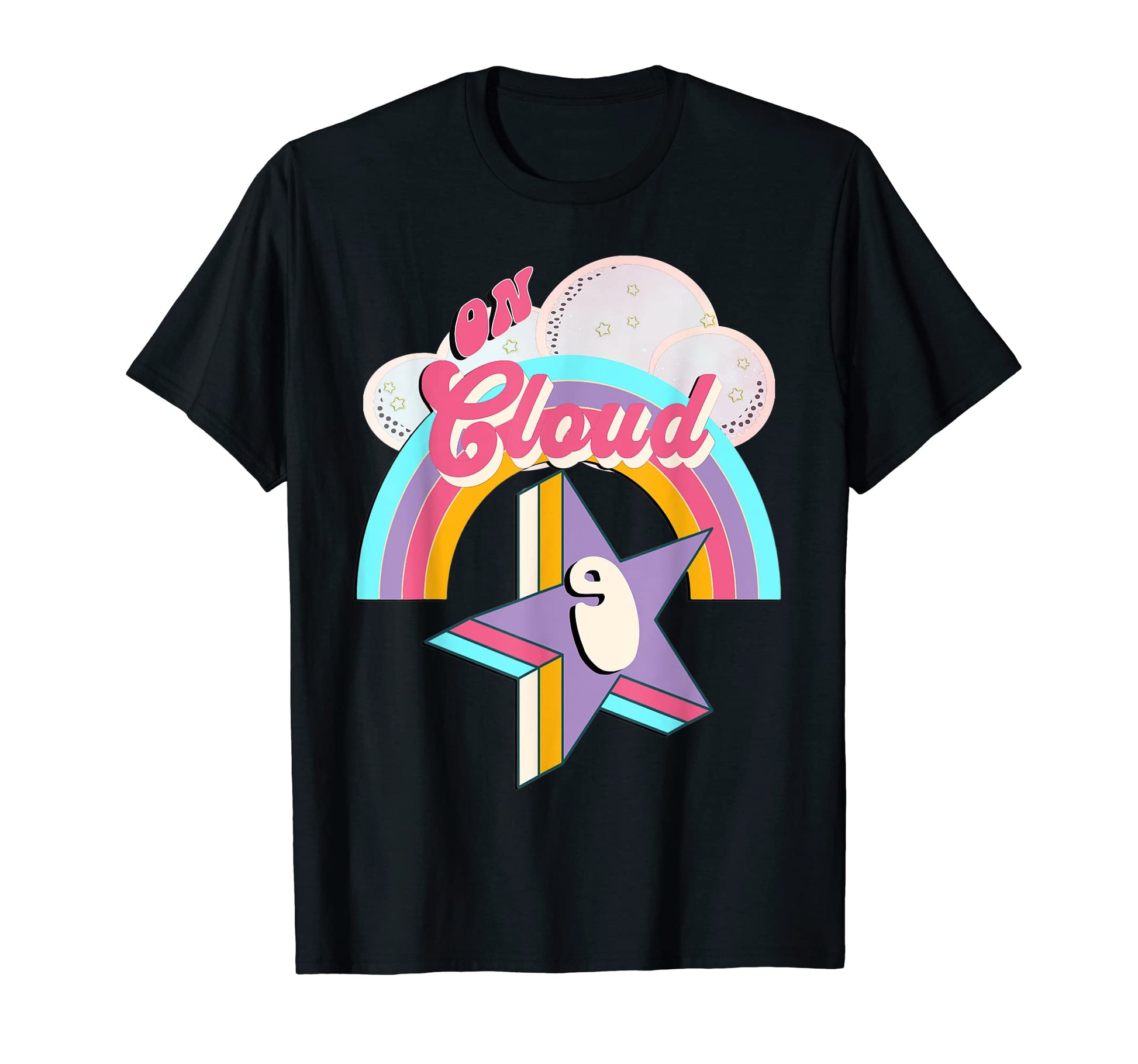 Birthday 9 Yrs Old Cloud Rainbows 9Th T-Shirt - Unique Graphic Unisex - T-Shirt, Sweatshirt, Hoodie