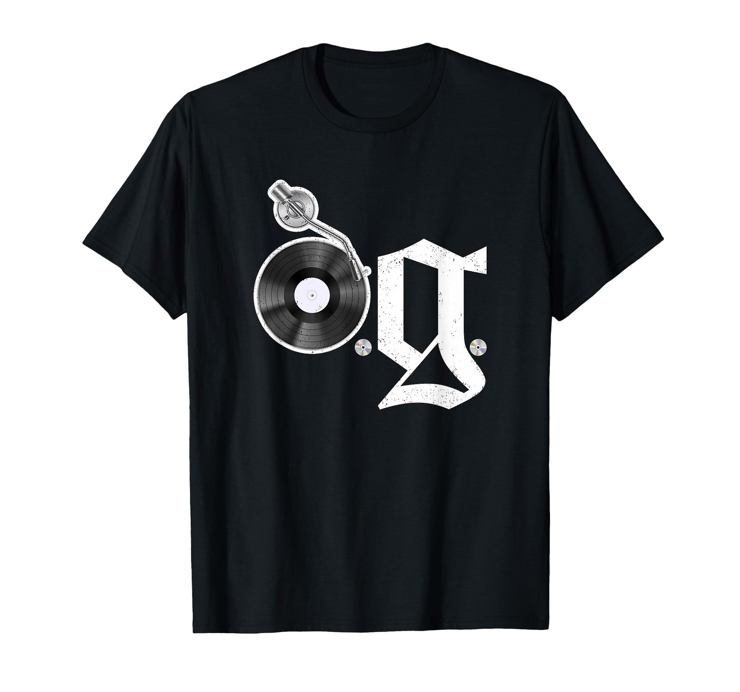 Old School Og Hip Hop Head Vinyl T-Shirt - Fun Novelty Design for Adults - T-Shirt, Sweatshirt, Hoodie