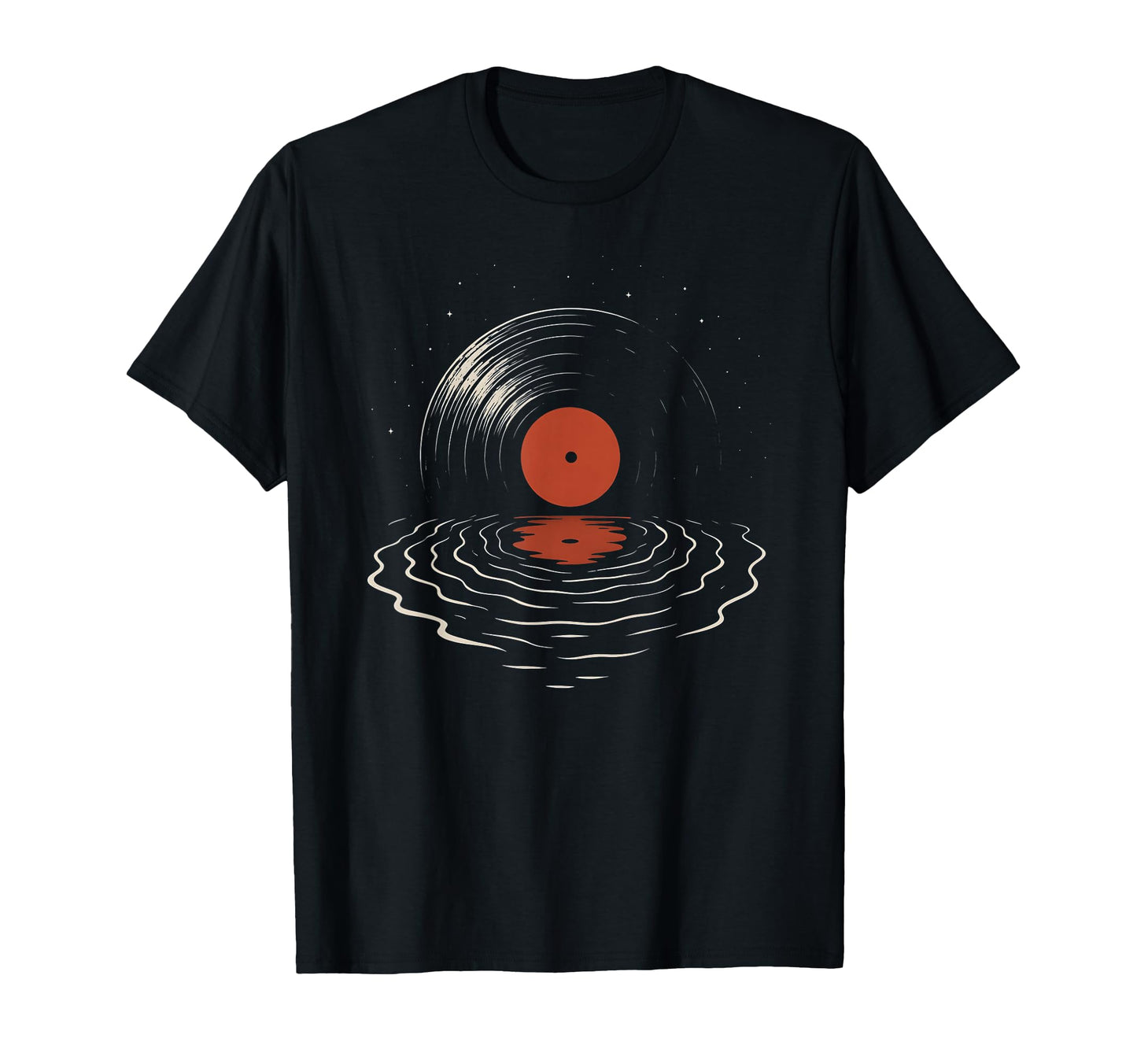 Vinyl Record Sunset Music Ocean T-Shirt - Minimalist Print Men Women - T-Shirt, Sweatshirt, Hoodie