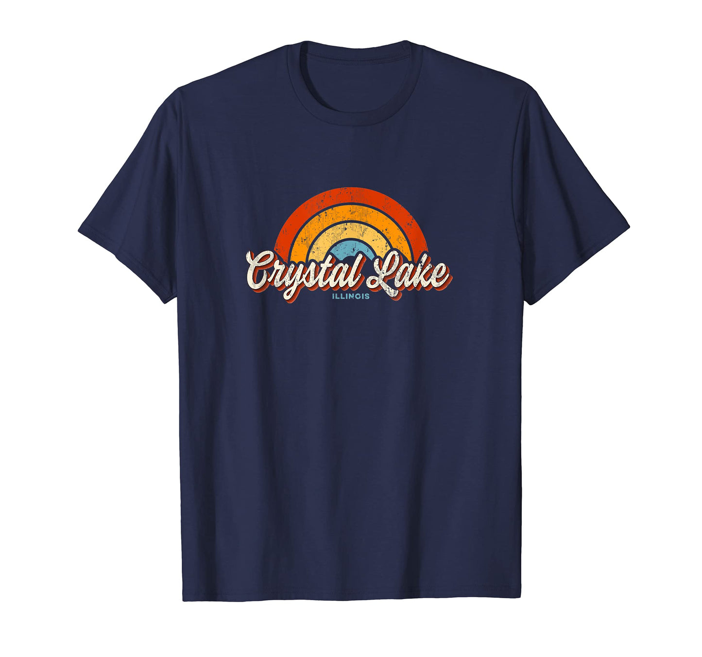 Crystal Lake Illinois Il Rainbow 70S T-Shirt - Aesthetic Graphic Men Women - T-Shirt, Sweatshirt, Hoodie