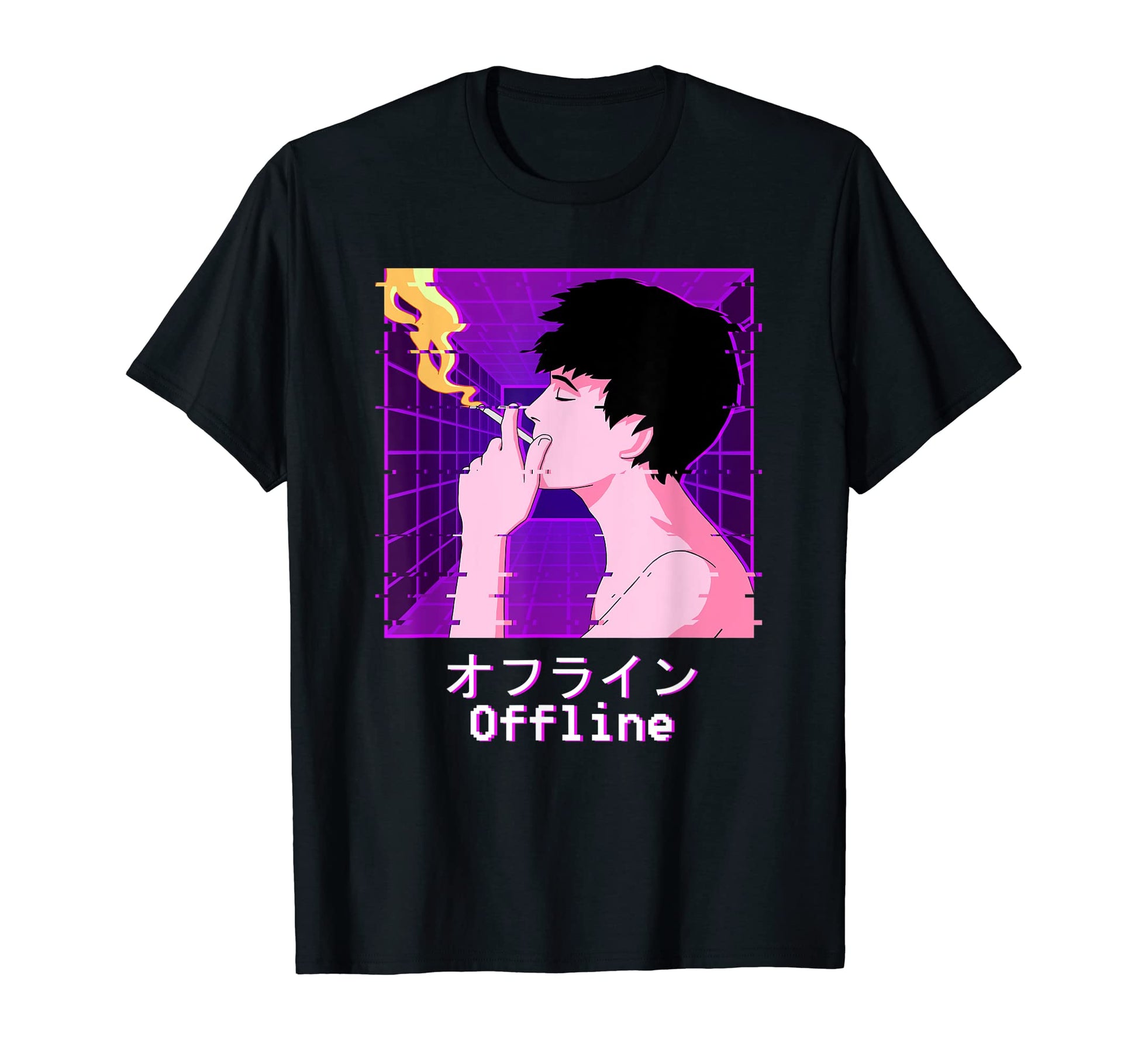 Sad Smoking Offline Glitch Aesthetic T-Shirt - Fun Novelty Design Unisex - T-Shirt, Sweatshirt, Hoodie
