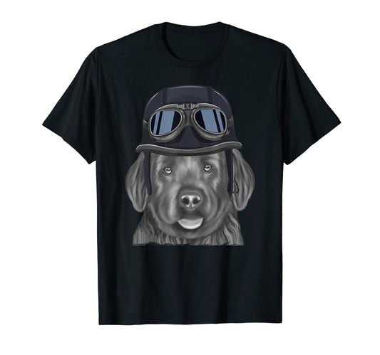 Black Russian Terrier Wearing Motorcycle T-Shirt - Graphic Print Unisex - T-Shirt, Sweatshirt, Hoodie