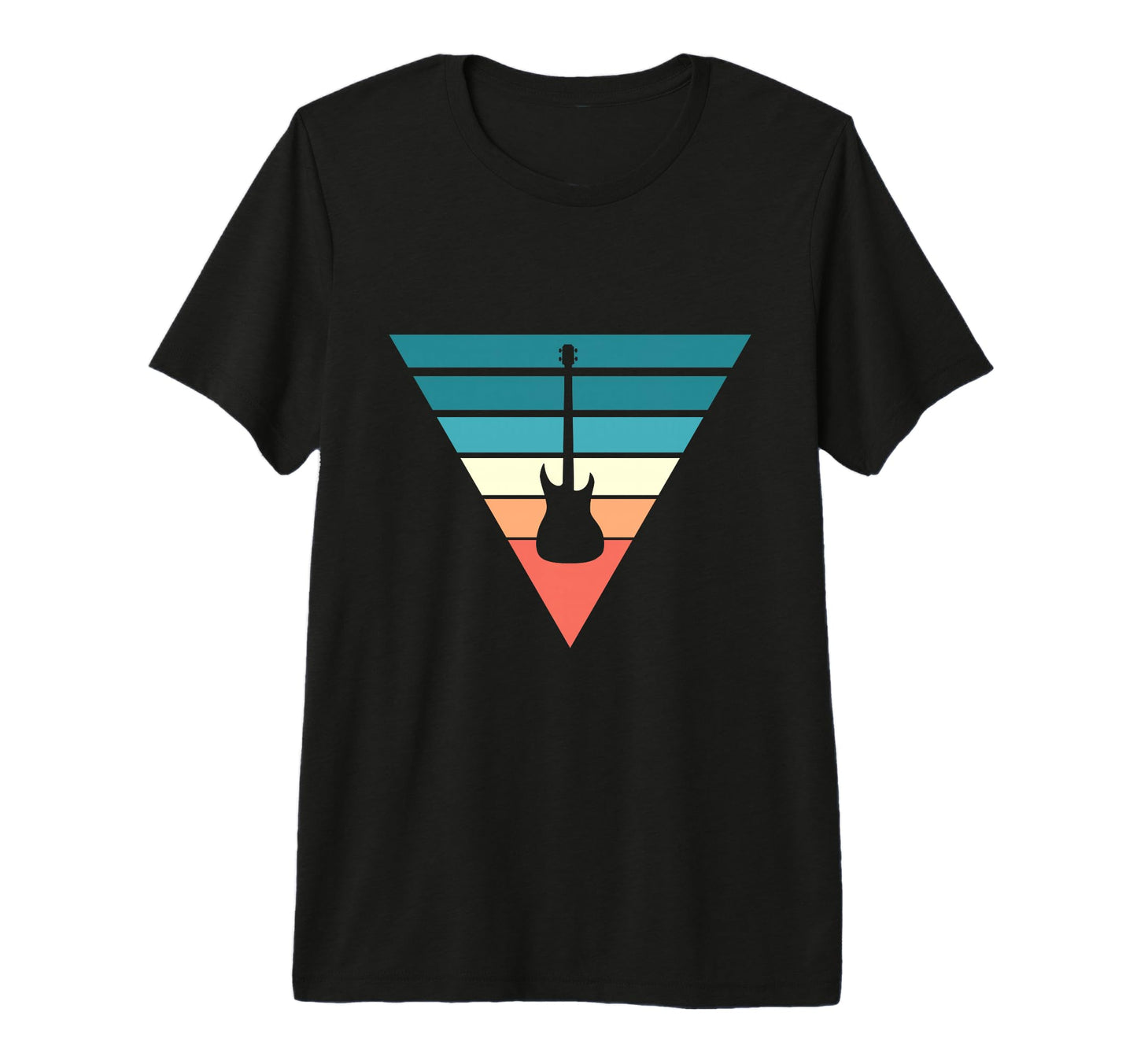 Guitar Sunset Triangle Vibes Tri Blend T-Shirt - Custom Art Print Unisex - T-Shirt, Sweatshirt, Hoodie