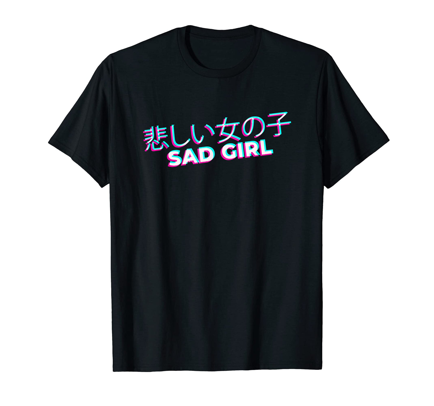 Japanese Glitch Sad Anime Minimal T-Shirt - Unique Graphic Men Women - T-Shirt, Sweatshirt, Hoodie