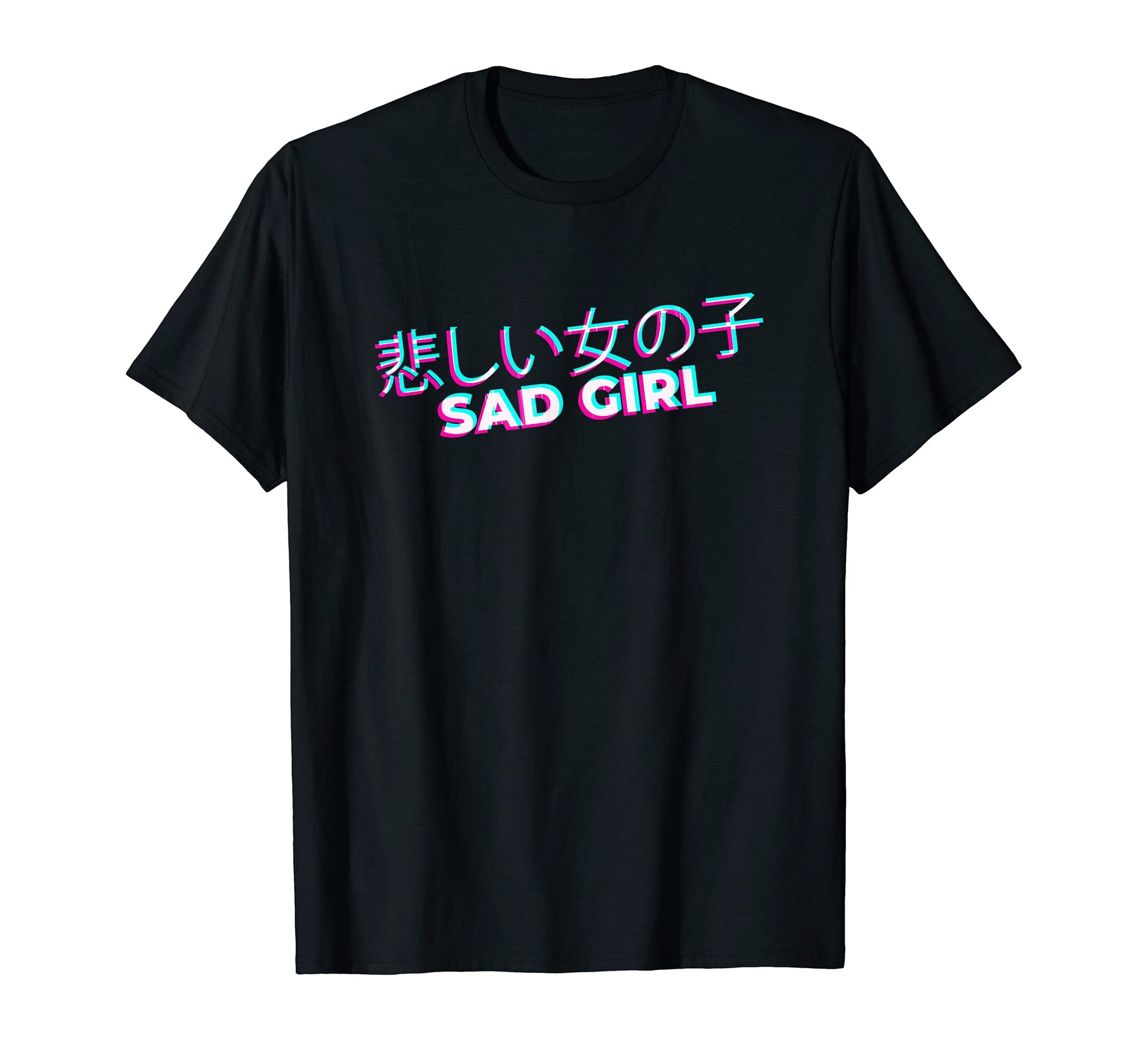 Japanese Glitch Sad Anime Minimal T-Shirt - Unique Graphic Men Women - T-Shirt, Sweatshirt, Hoodie