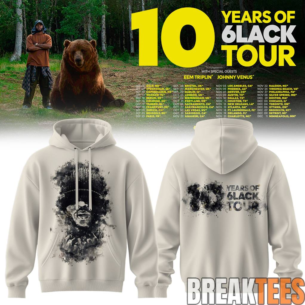 6LACK '10 Years of World Tour - Adult & Kids T-Shirts, Sweatshirts & Hoodies apparel design preview 1