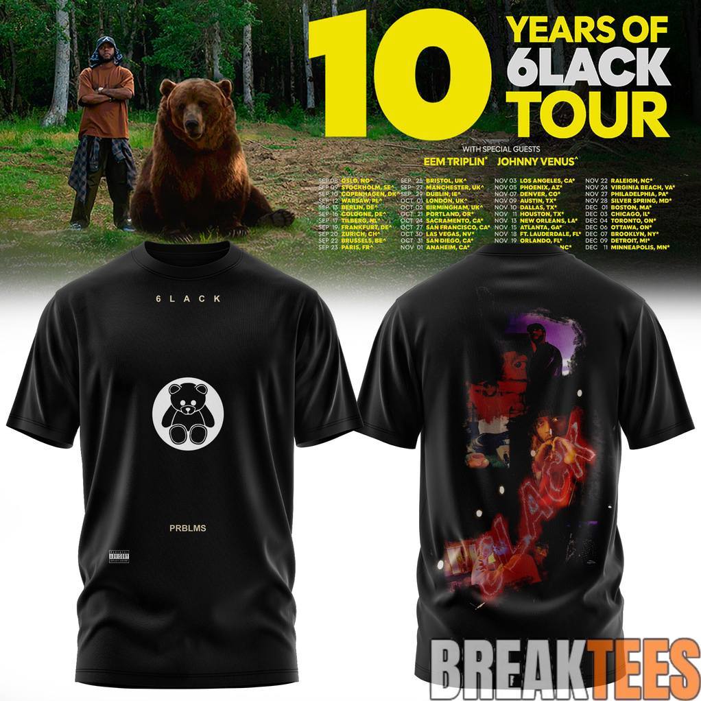 6LACK '10 Years of World Tour - Adult & Kids T-Shirts, Sweatshirts & Hoodies apparel design preview 1