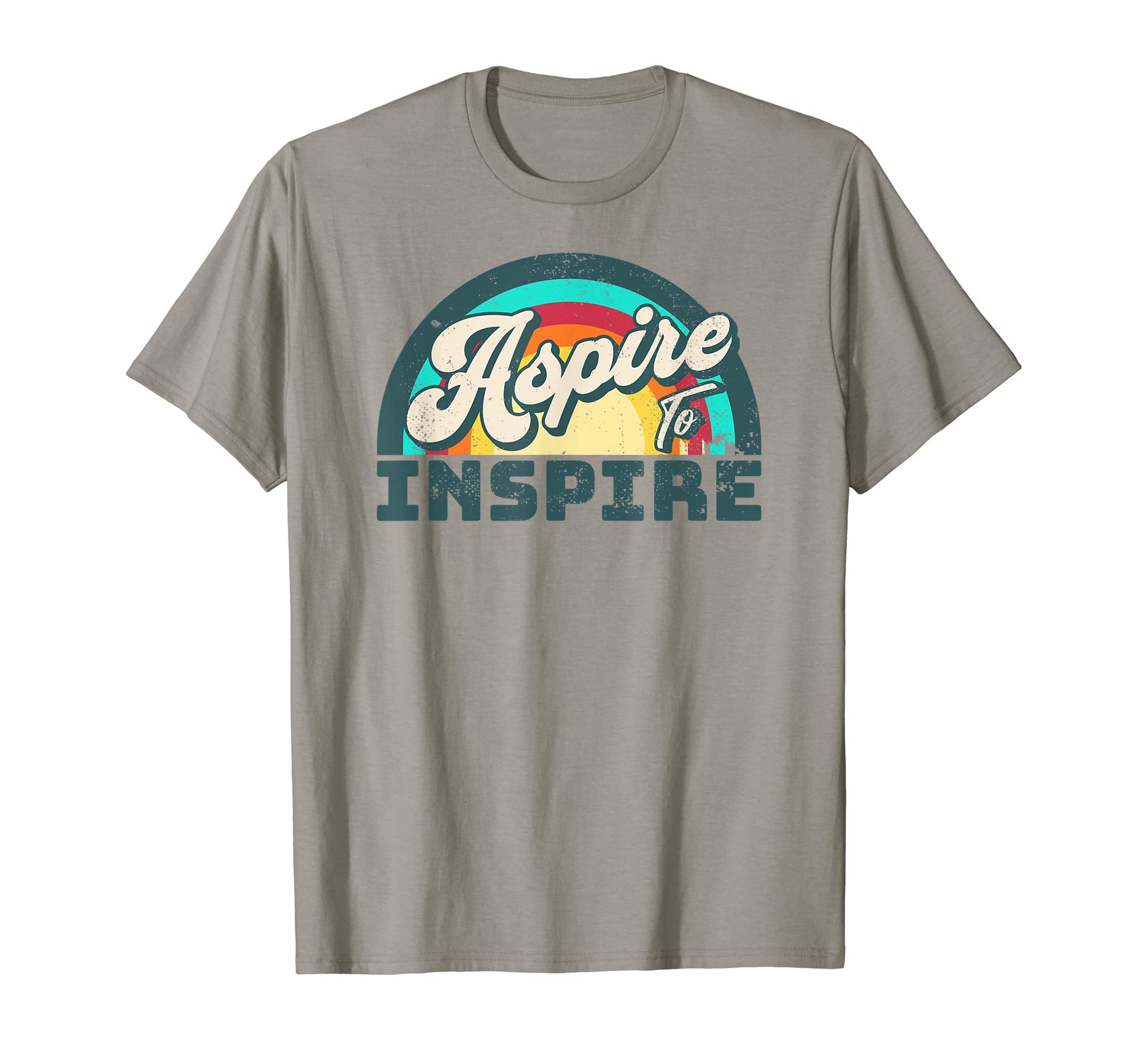 Aspire To Inspire 70S Rainbow T-Shirt - Minimalist Print for Adults - T-Shirt, Sweatshirt, Hoodie