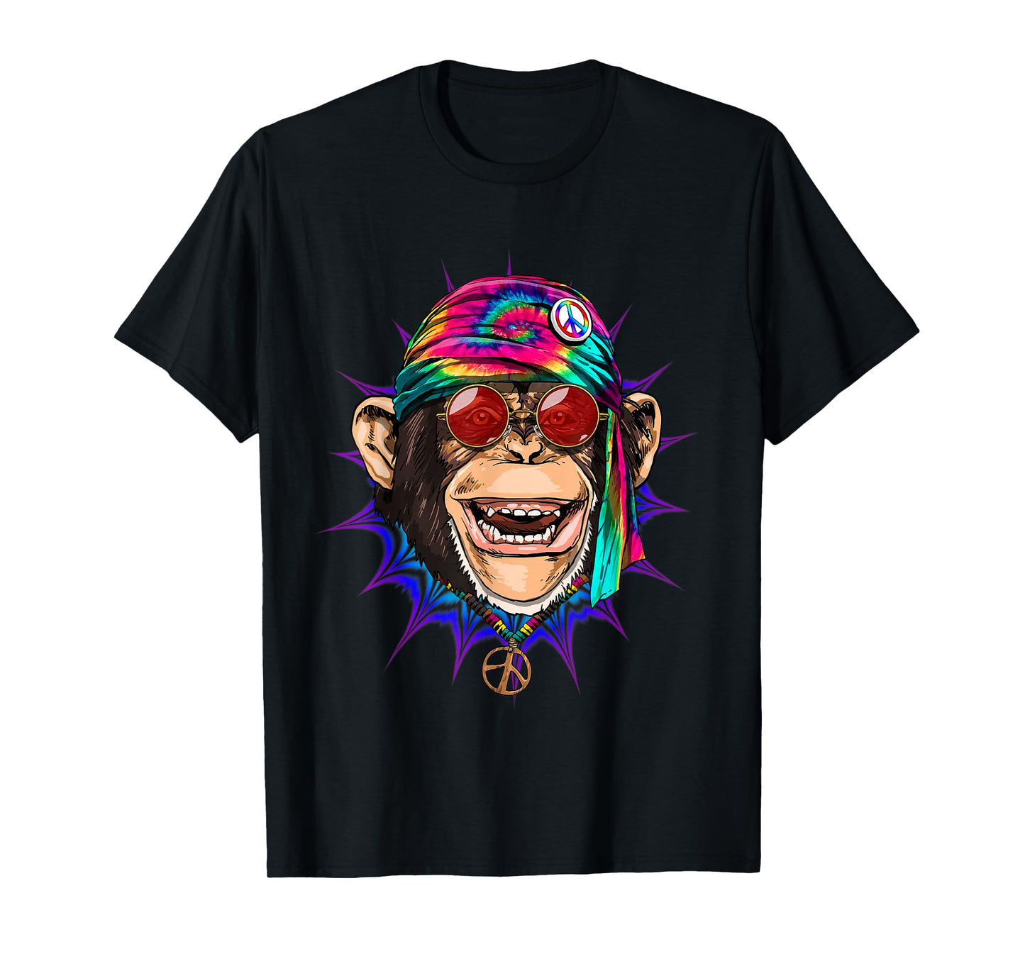 Tie Dye Hippie Monkey Hippiness Peace T-Shirt - Trendy Graphic Men Women - T-Shirt, Sweatshirt, Hoodie