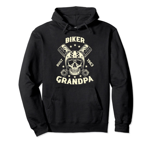 60Th Birthday Motorcycle Biker Grandpa Hoodie - Minimalist Print Men Women - T-Shirt, Sweatshirt, Hoodie