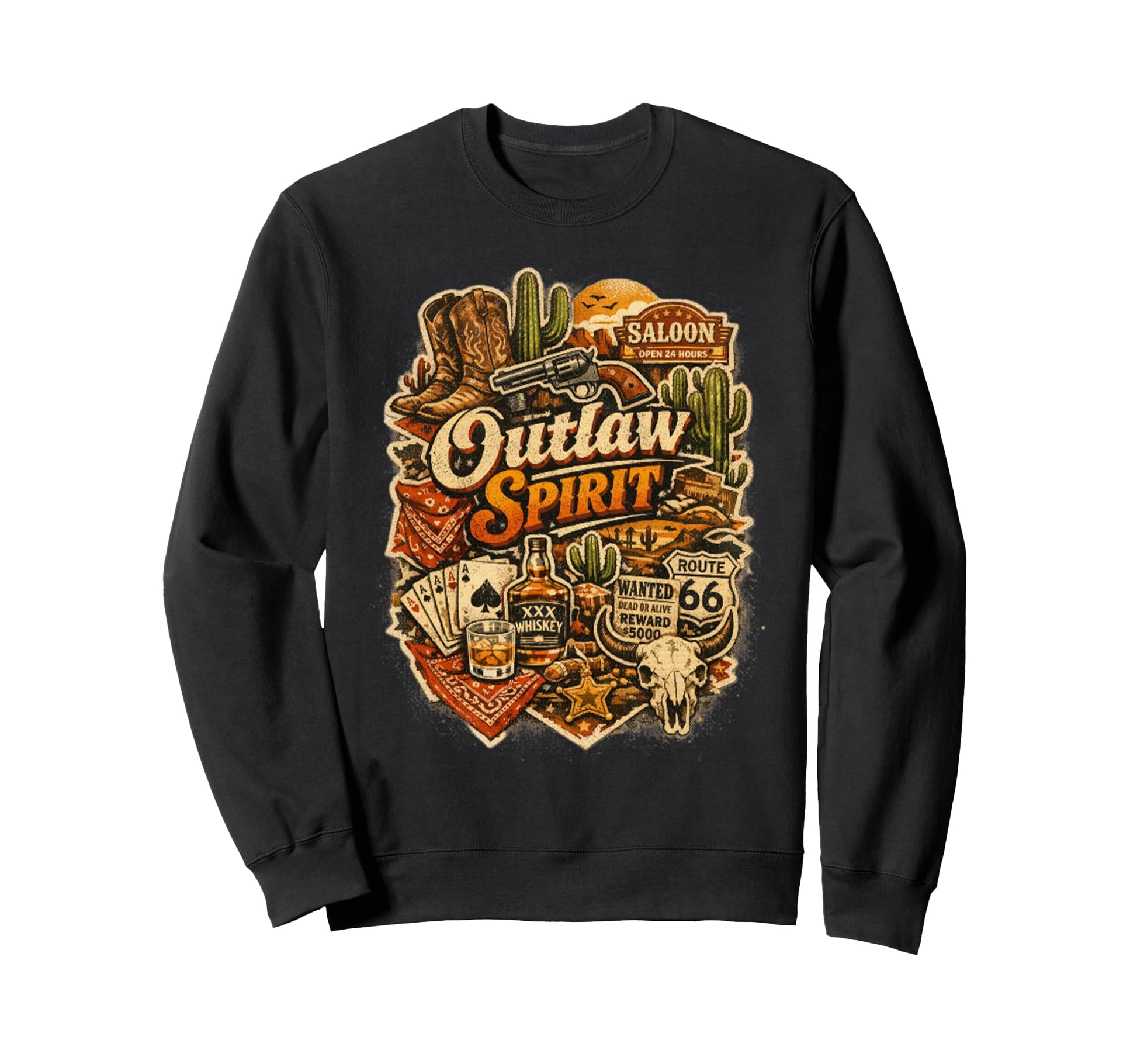 Outlaw Spirit Western Cowboy Sweatshirt - Casual Everyday Wear for Adults - T-Shirt, Sweatshirt, Hoodie