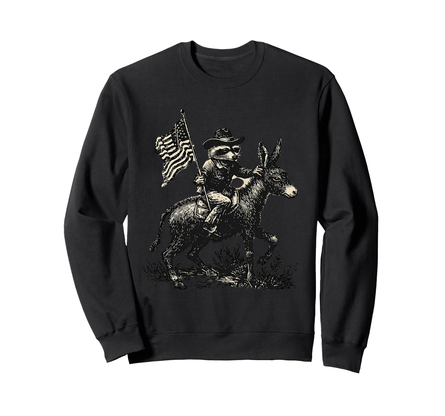 Raccoon Cowboy Trash Panda Cowgirl Sweatshirt - Streetwear Style Unisex - T-Shirt, Sweatshirt, Hoodie