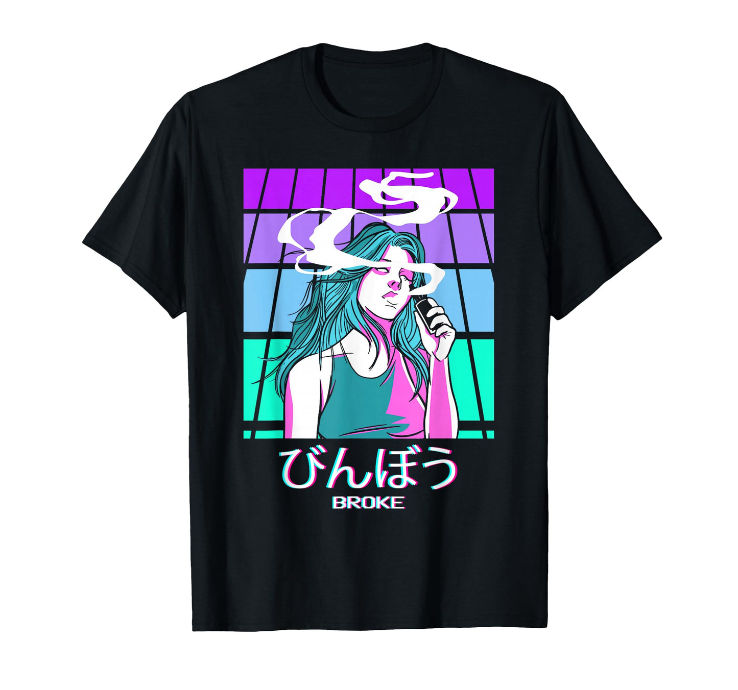 Broke Anime Vaporwave Aesthetic Alt Indie T-Shirt - Custom Art Print Unisex - T-Shirt, Sweatshirt, Hoodie