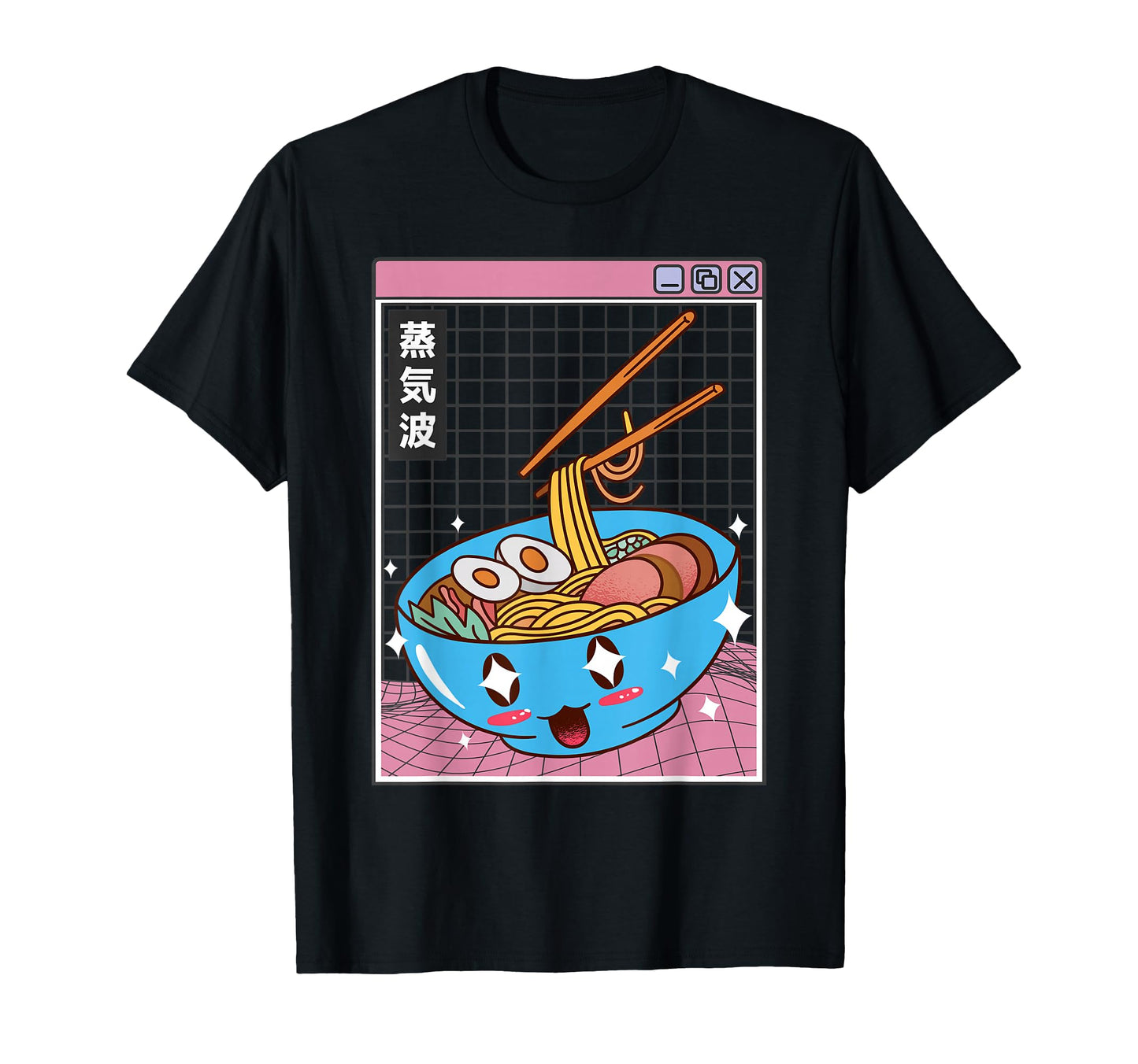 Ramen Noodles Bowl Kawaii Grid Vaporwave T-Shirt - Streetwear Style Unisex - T-Shirt, Sweatshirt, Hoodie